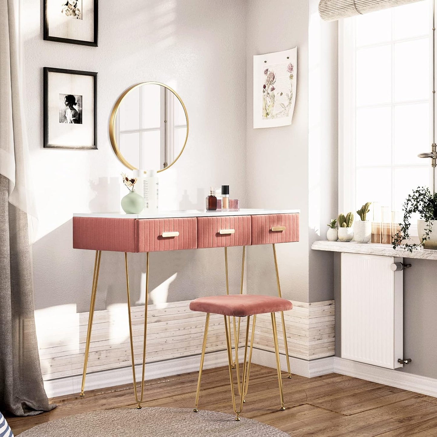 WOLTU Dressing Table with Stool