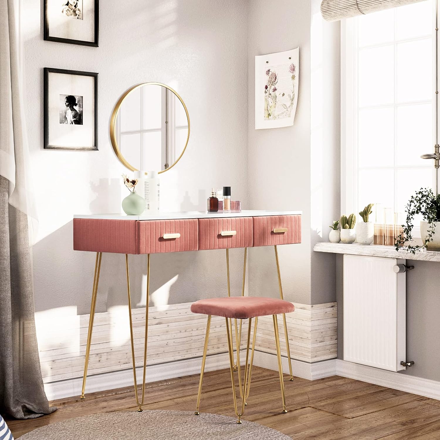 WOLTU Dressing Table with Stool