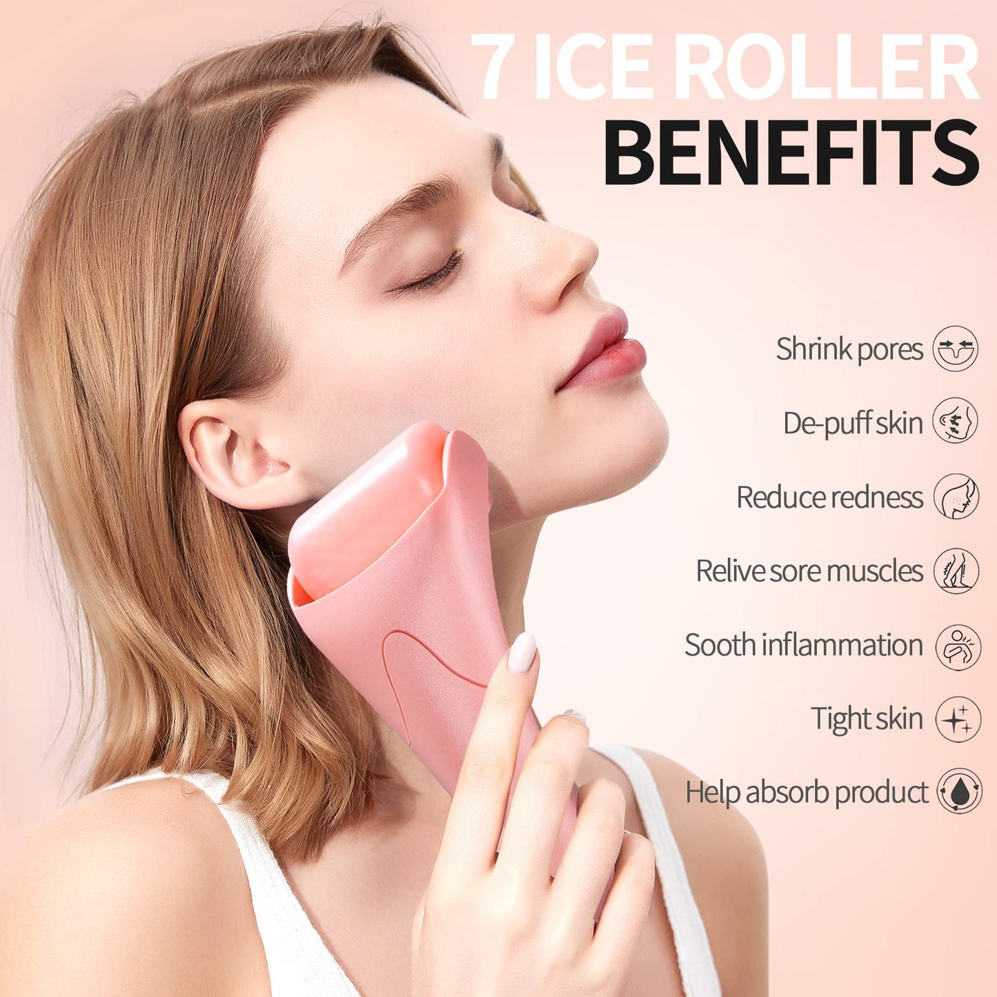 Teenitor Pink Ice Roller for Face, Ice Face Roller, Eye Roller for Puffy Eyes, Facial Roller Spa Self Care Tools for Women - Medaid International