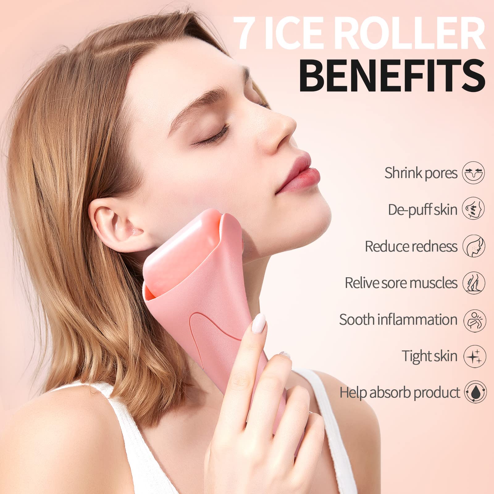 Teenitor Pink Ice Roller for Face, Ice Face Roller, Eye Roller for Puffy Eyes, Facial Roller Spa Self Care Tools for Women - Medaid International