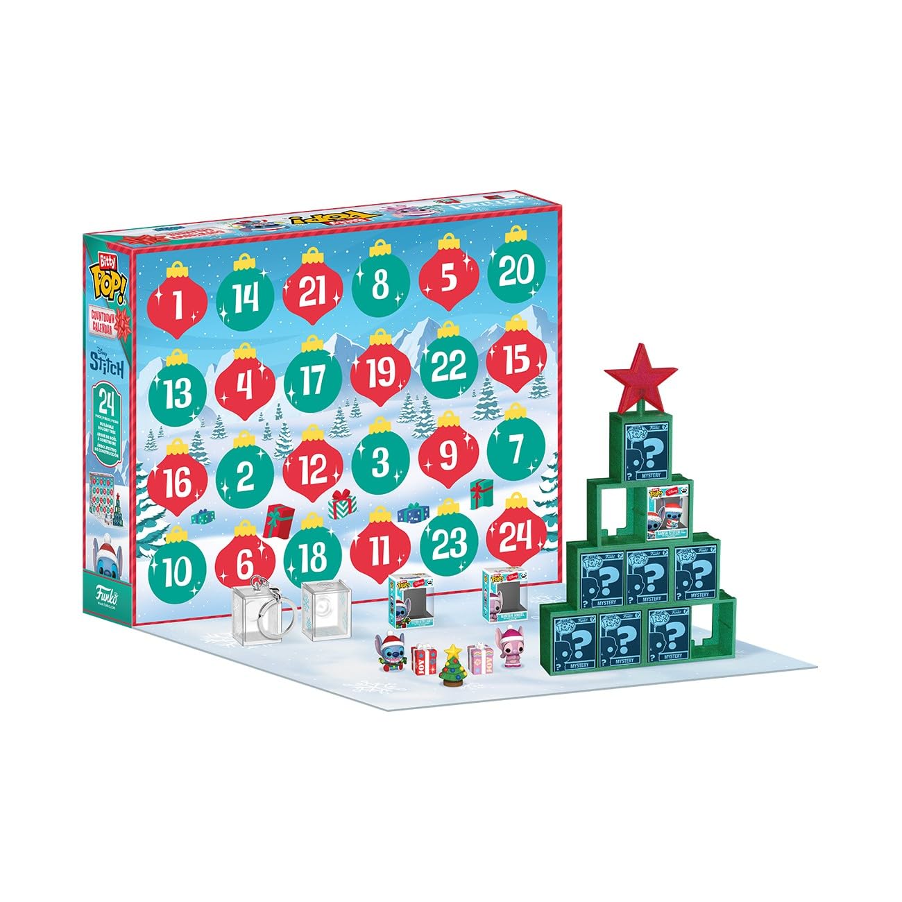 Funko Pop! Bitty Countdown Calendar: Stitch Holiday - 24 Days of Surprises - Collectible Vinyl Mini Figures - Mystery Box - Gift Idea - Holiday Present for Kids - Christmas or Birthday Countdown - Medaid International
