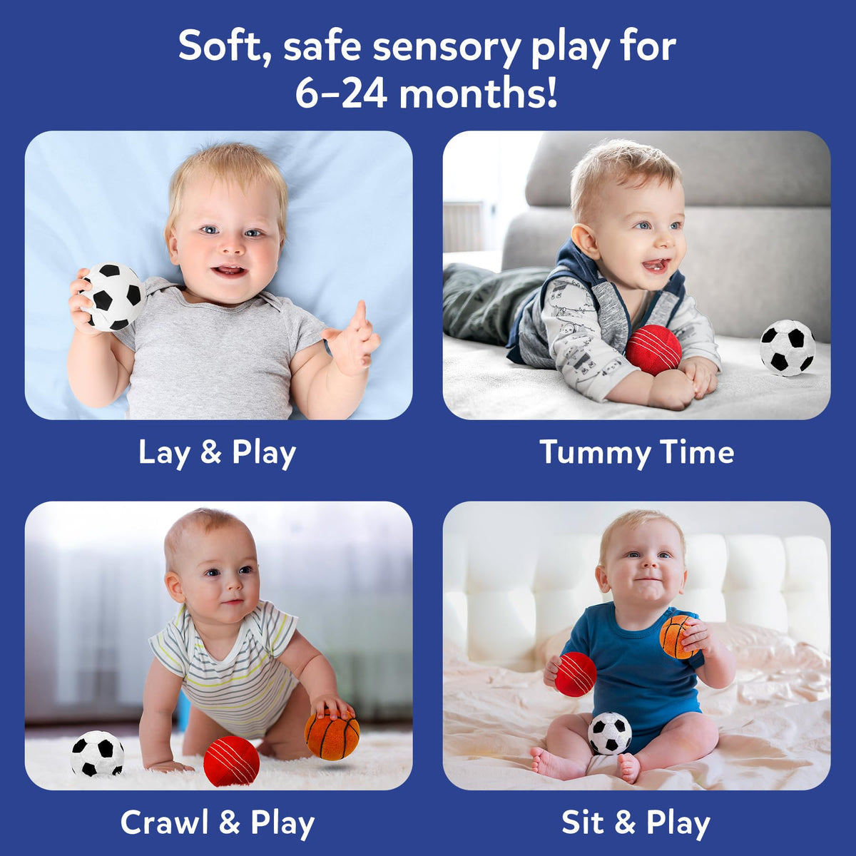 Skillmatics Plush Sports Bag Playset (3 Pc) – Soft Sensory Balls