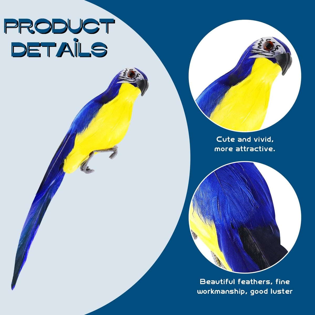 KASTWAVE Artificial Birds Fake Pirate Parrot Feathered Figure Decor for Craft Jungle Garden Home Ornament Decoration, Pack of 6 Decorative Bird Prop