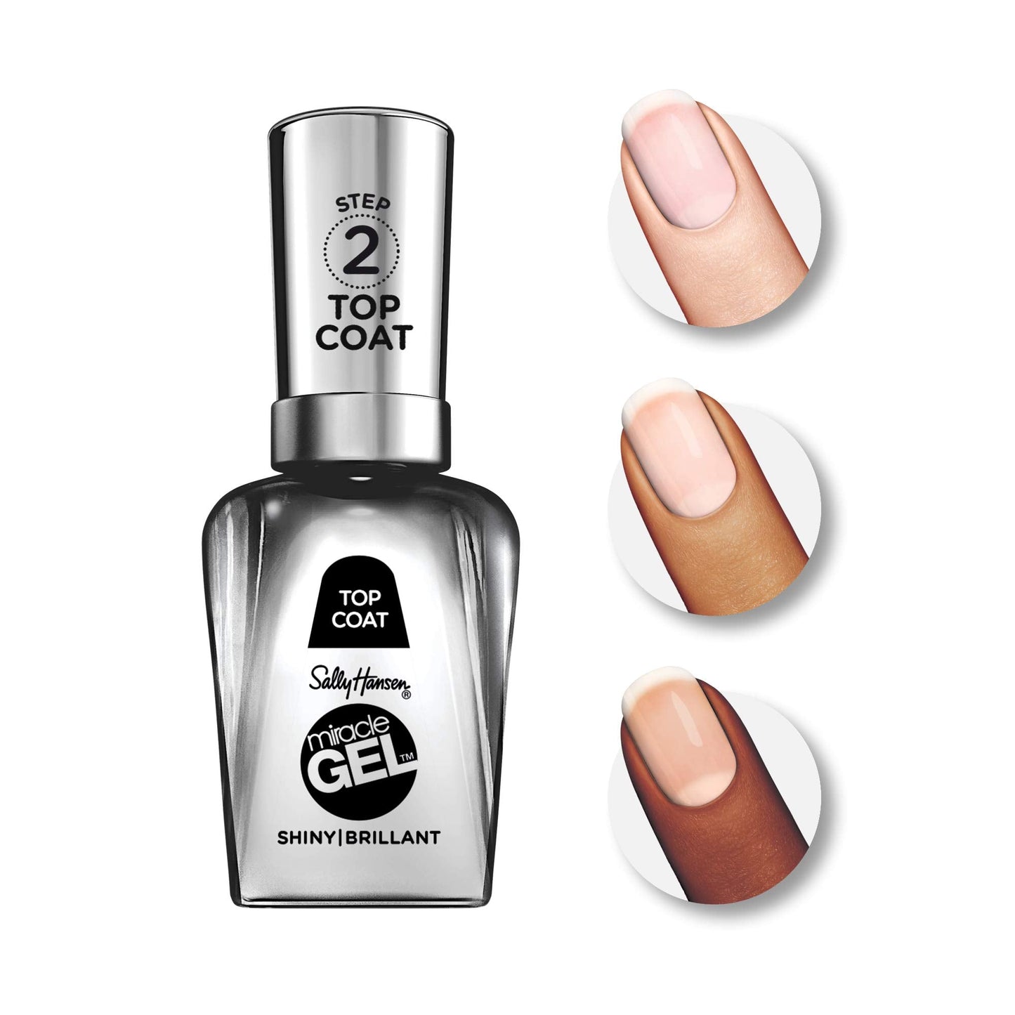 Sally Hansen Miracle Gel™, Shiny Top Coat, Long Lasting, Gel-Like Formula, No UV Lamp Needed, Clear Nail Polish - Medaid International