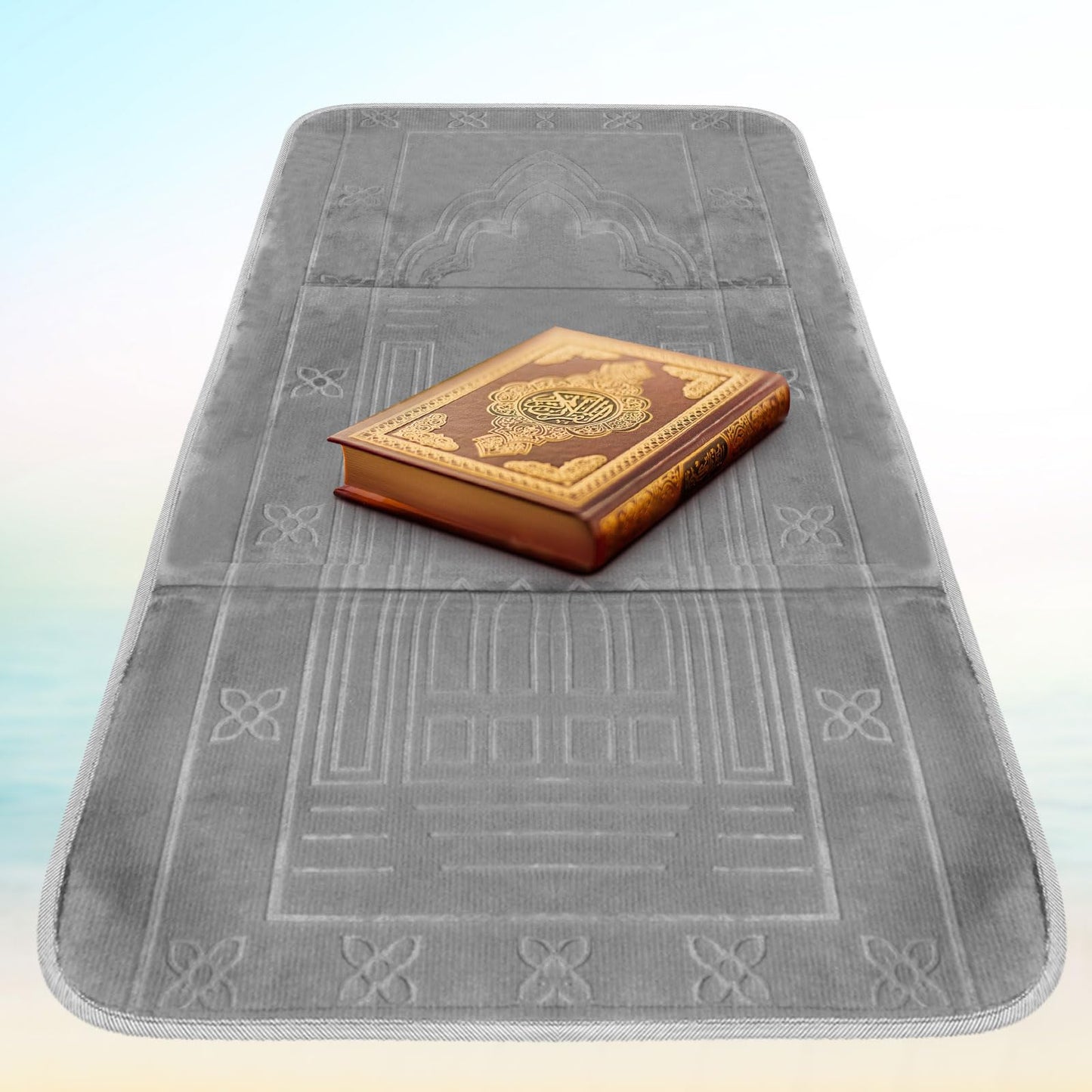 Timgle Foldable Prayer Mat Prayer Rug with Backrest Folding Meditation Chair with Storage Bag Soft Meditation Rug Praying Mat Praying Carpet for Rest Men Women Prayer Ramadan Eid, Muslim Gift (Gray) - Medaid International