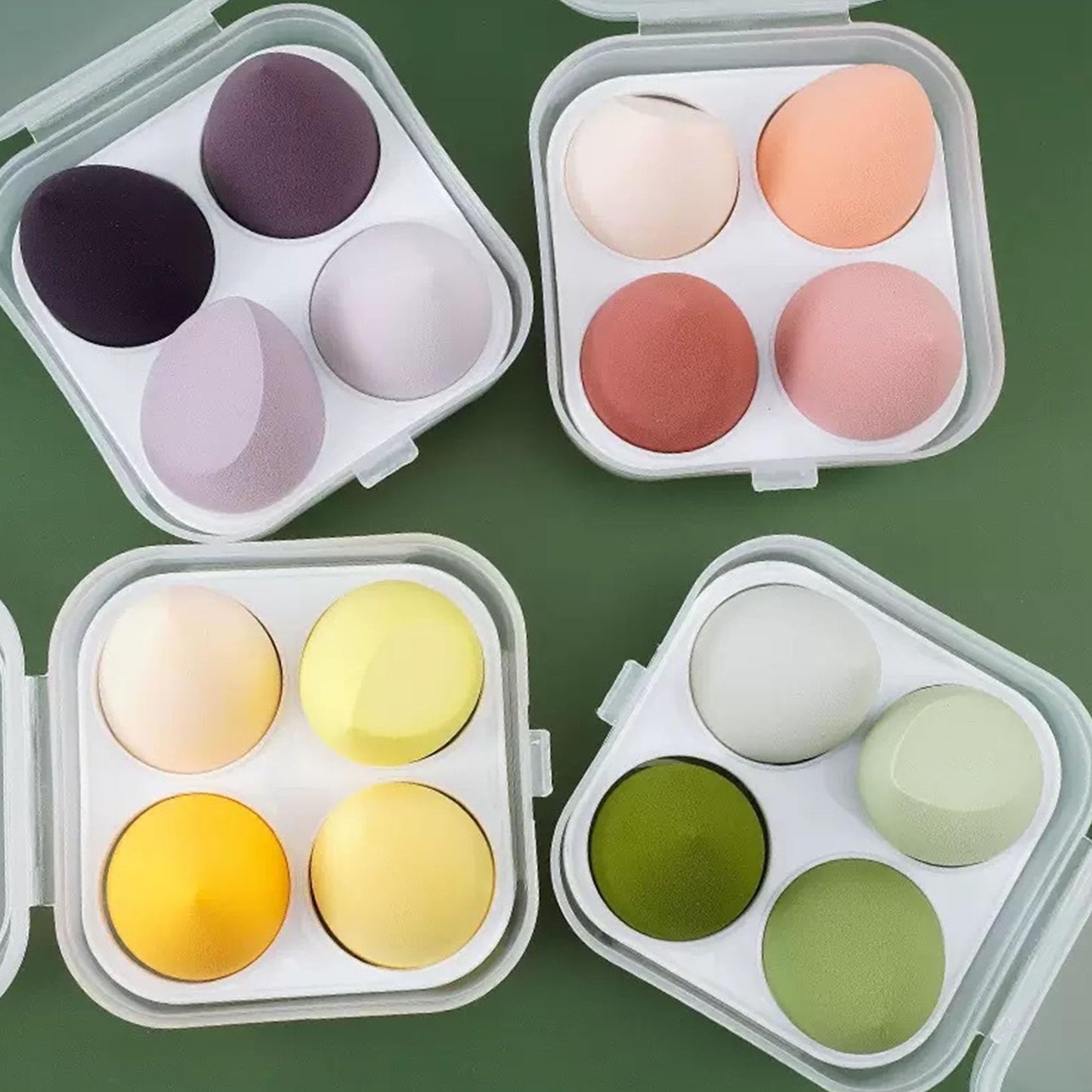 4PCS Makeup Sponge Set with Storage Box, Beauty Blender Sponges for Liquid Cream and Powder, Dry and Wet Use Foundation Blending Applicators for Flawless Makeup Application Purple - Medaid International