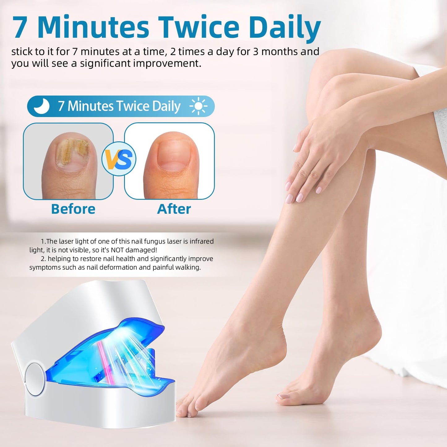 Nail Fungus Laser Treatment LED Light Device-Effective Rechargeable Nail Fungus Remover for Home Use - Medaid International