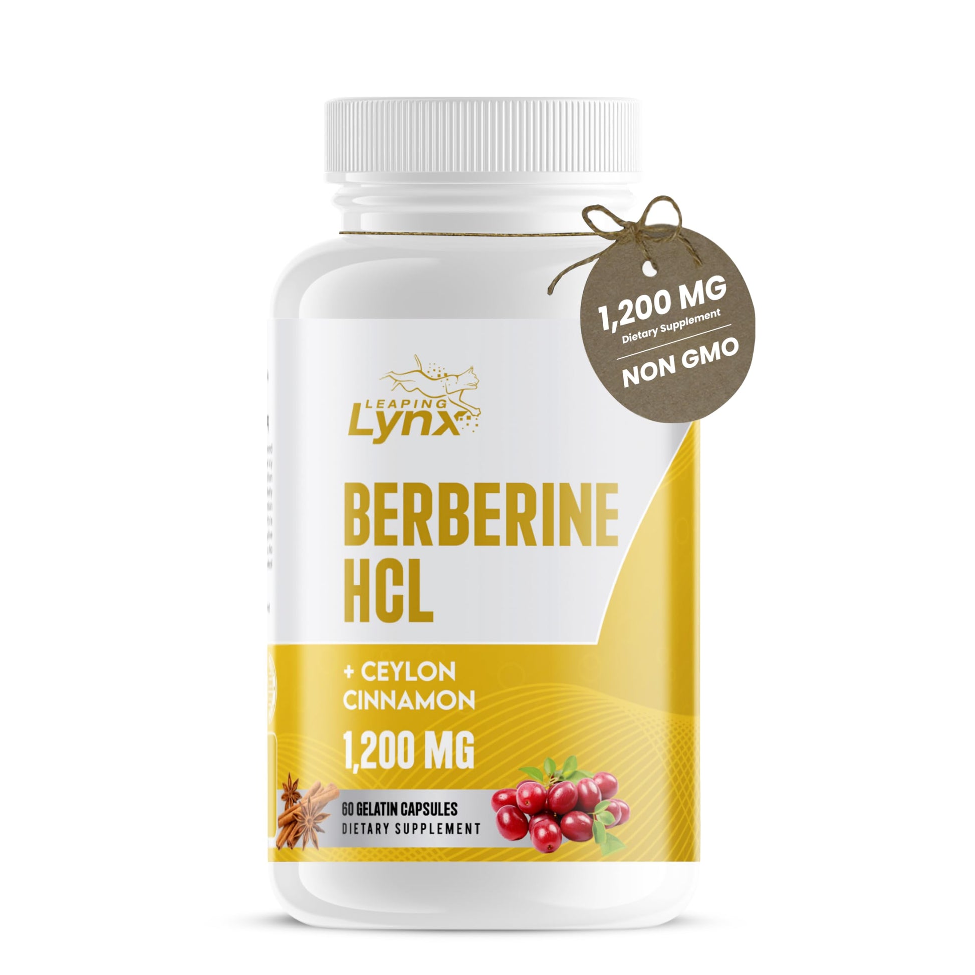 Leaping Lynx Berberine HCl 1200 mg – Premium Herbal Supplement for Metabolic, Digestive & Heart Health Support | High-Absorption Berberine Capsules – Vegan, Non-GMO - Medaid International