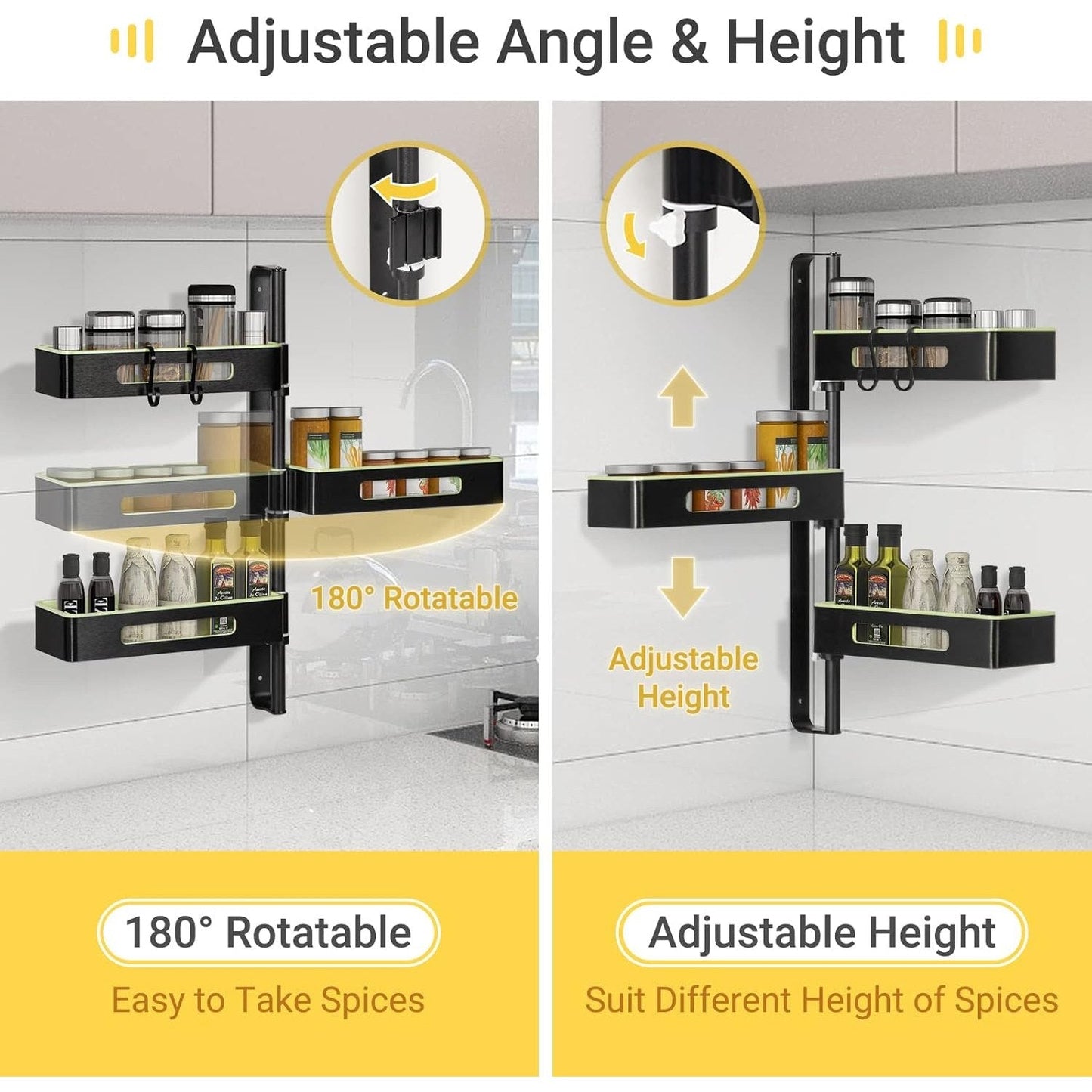 Adjustable and Rotatable Corner Shelf