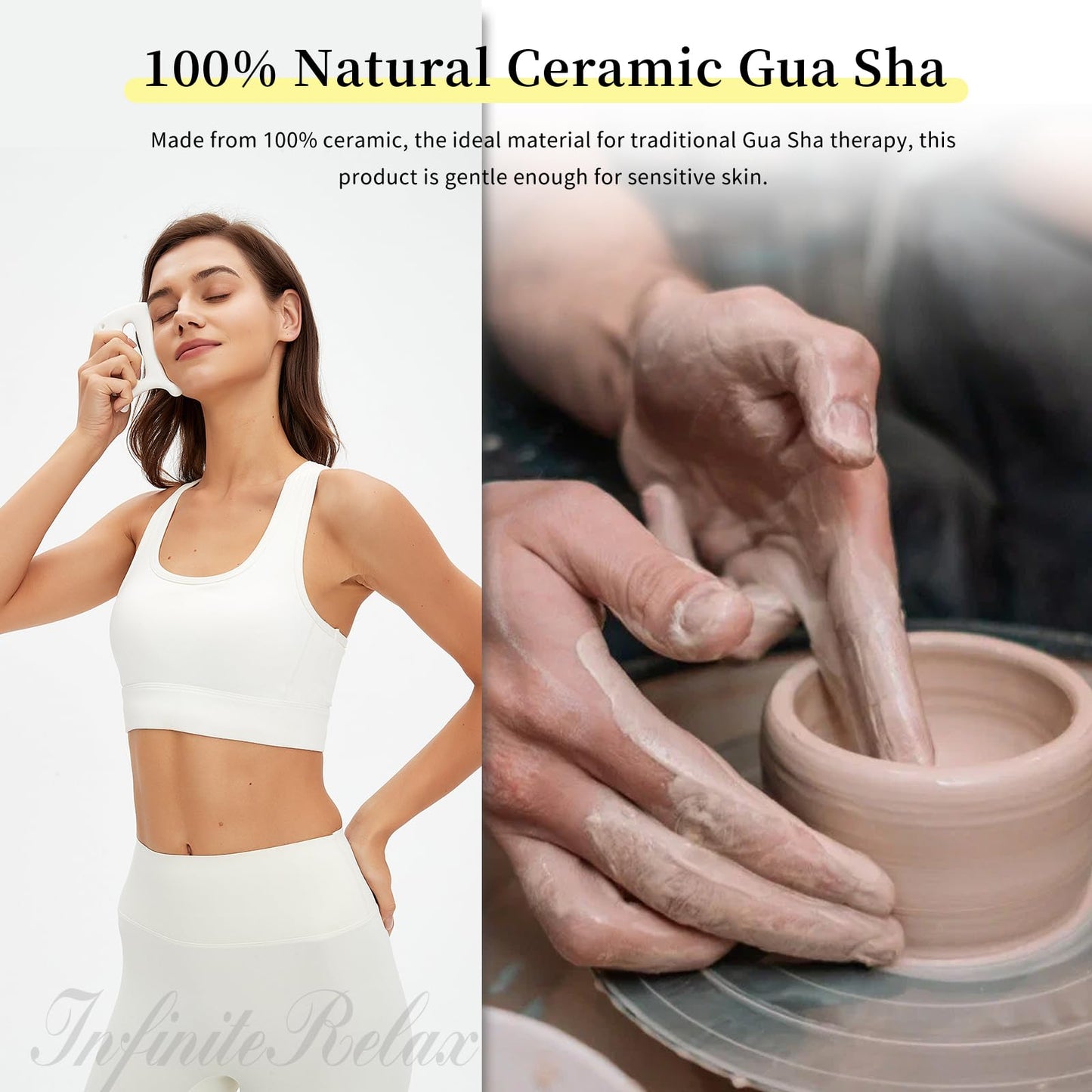 InfiniteRelax Advanced Ceramic Gua Sha Facial Tool, Skin Care for Women Men, Face Body Korean 괄사 Guasha Massage Tool Gift for Mom - Medaid International