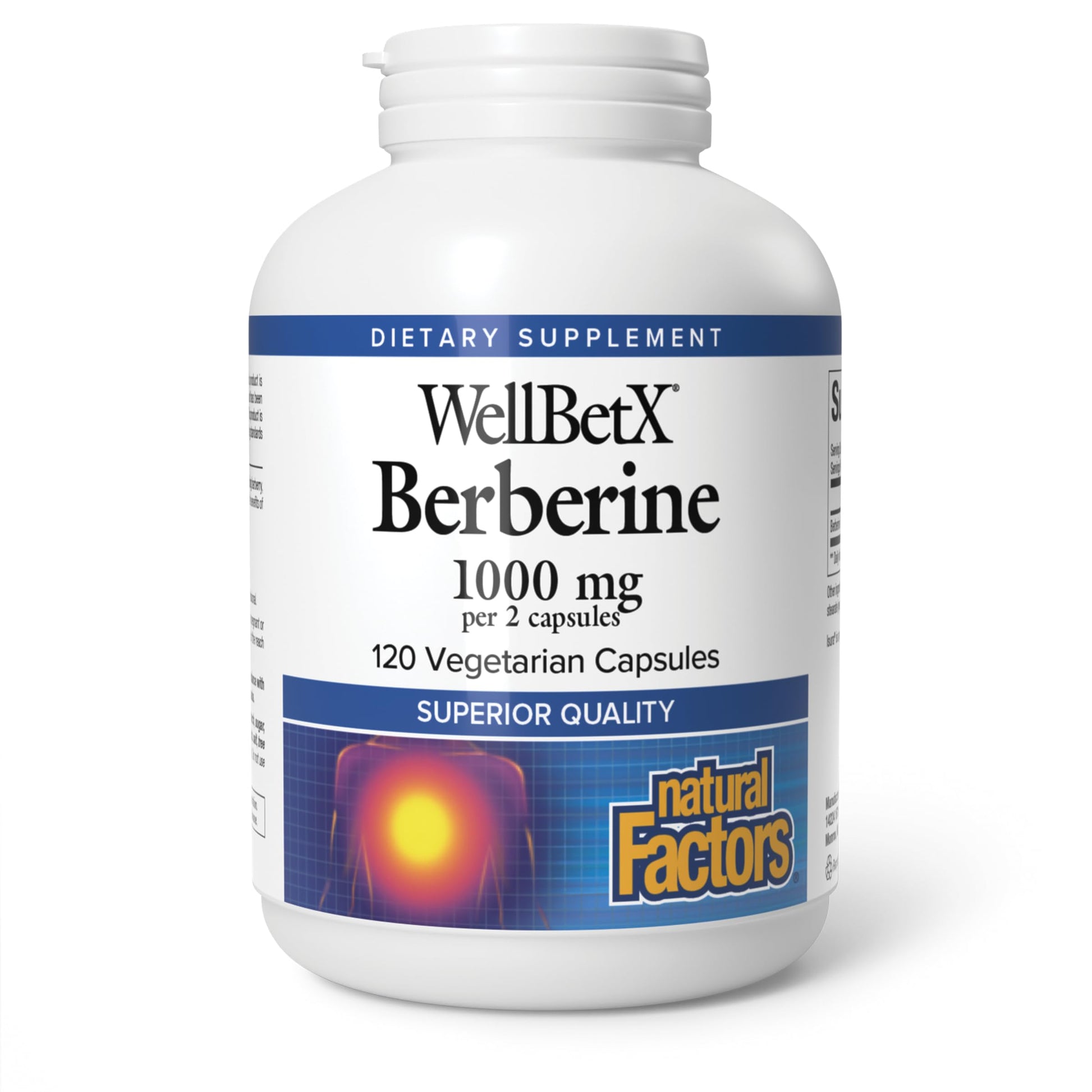 Natural Factors WellBetX Berberine - Daily Supplement Supports Metabolic Health - Formula Supports Healthy Heart - Gluten-Free & Vegan - 120 Vegetarian Capsules (120 Servings) - Medaid International