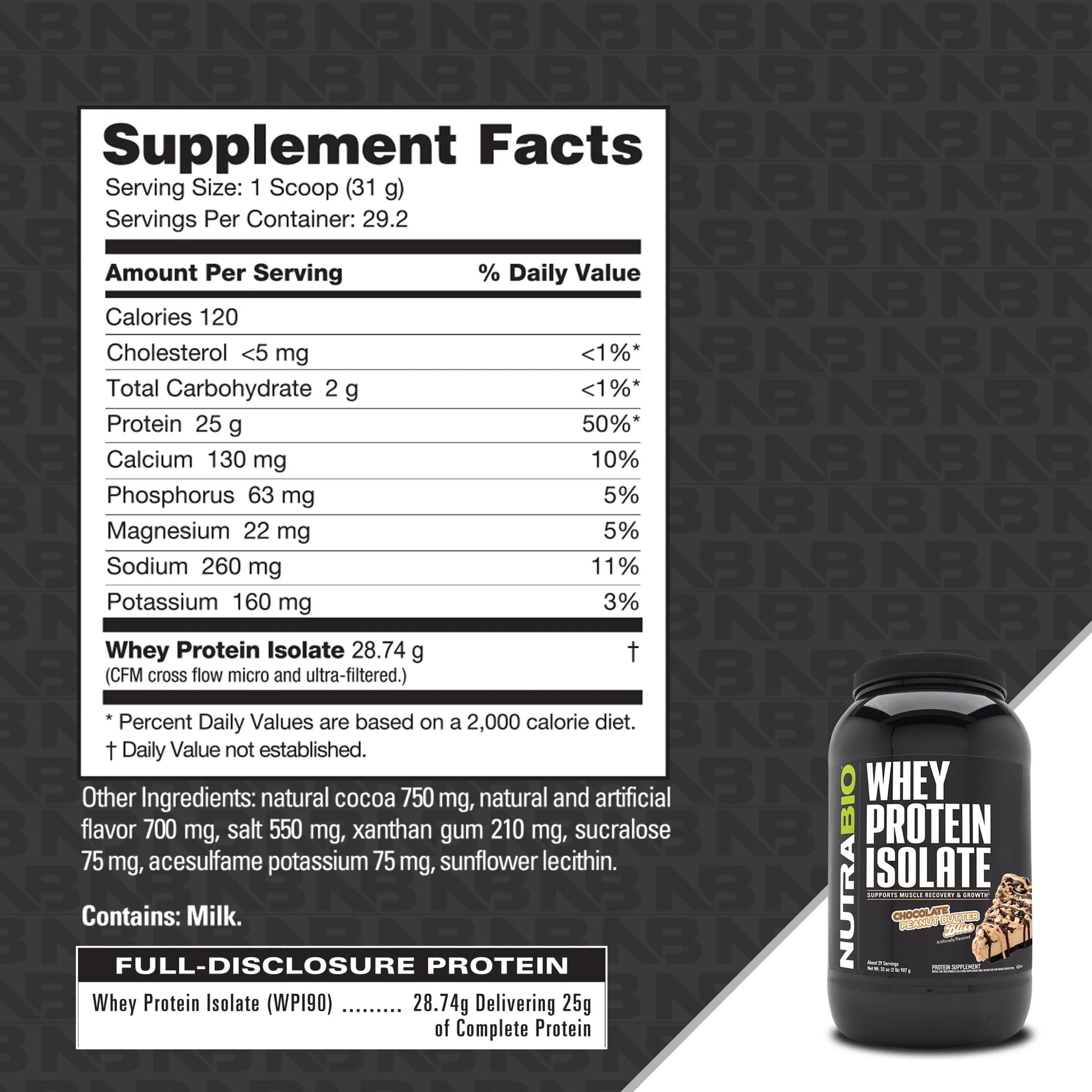 NutraBio 100% Whey Protein Isolate Protein Powder, 25g Protein with Complete Amino Acid Profile, Non-GMO, Soy & Gluten Free, Low Carb, Low Calorie Whey Protein Powder, Chocolate Peanut Butter, 2 Lbs - Medaid International