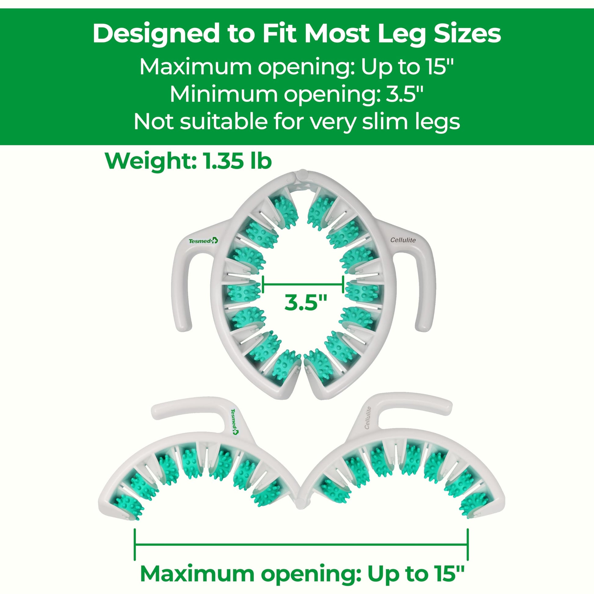 TESMED Anti Cellulite Massager: Clinically Proven Efficacy, Made in Italy, with Converging & Diverging Roller Technology. Patented Cellulite Roller for Thighs and Buttocks. - Medaid International