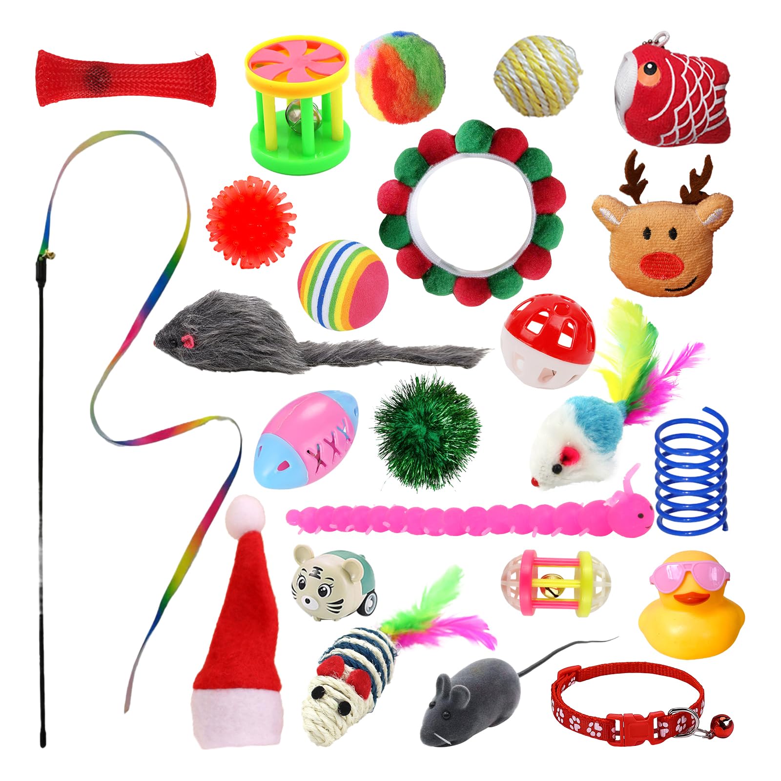 24 Days Christmas Countdown Calendar - Cat Advent Calendar - with Assorted Interactive Cat Toys for Indoor Kitten Cats Pet Surprise Xmas Gifts for Cat Lovers Women (Blue) - Medaid International