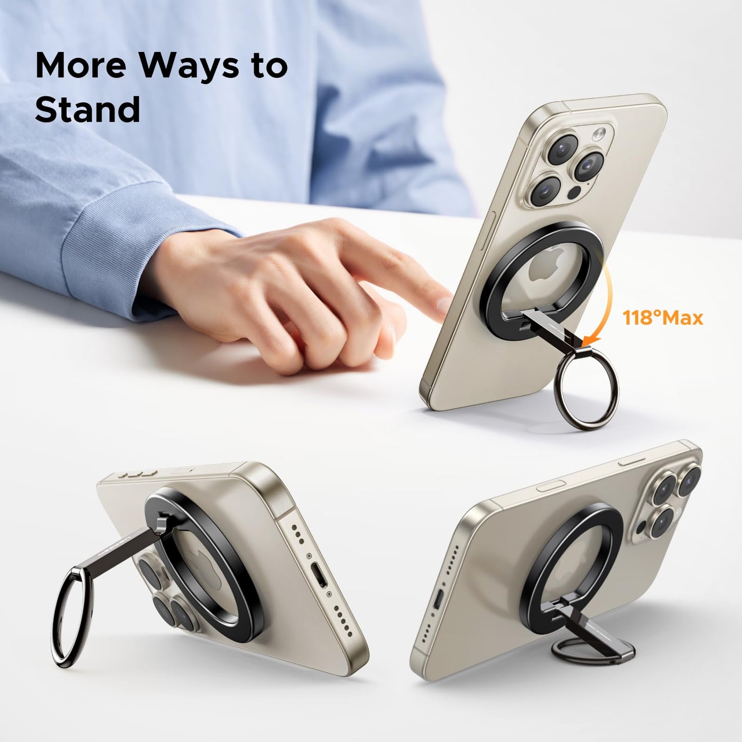 UGREEN Magnetic Phone Grip for MagSafe Phone Holder, Universal Strong Magnetic Ring Phone Stand Compatible with iPhone 17 Air 16 Pro 15 Pro Max 14 Plus 13 12, MagSafe Accessories - Medaid International