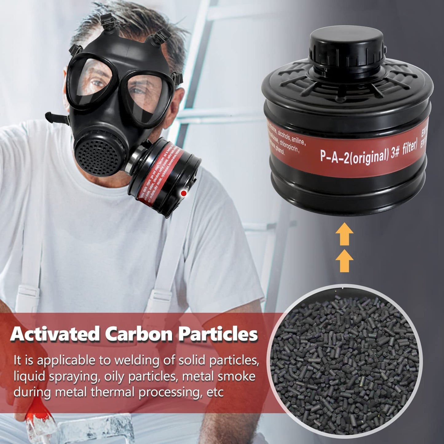 Lamanis Half Face Respirator, Reusable Chemical Respirator with 8 Pieces Cotton Filters, Drawing and Gas Goggles
