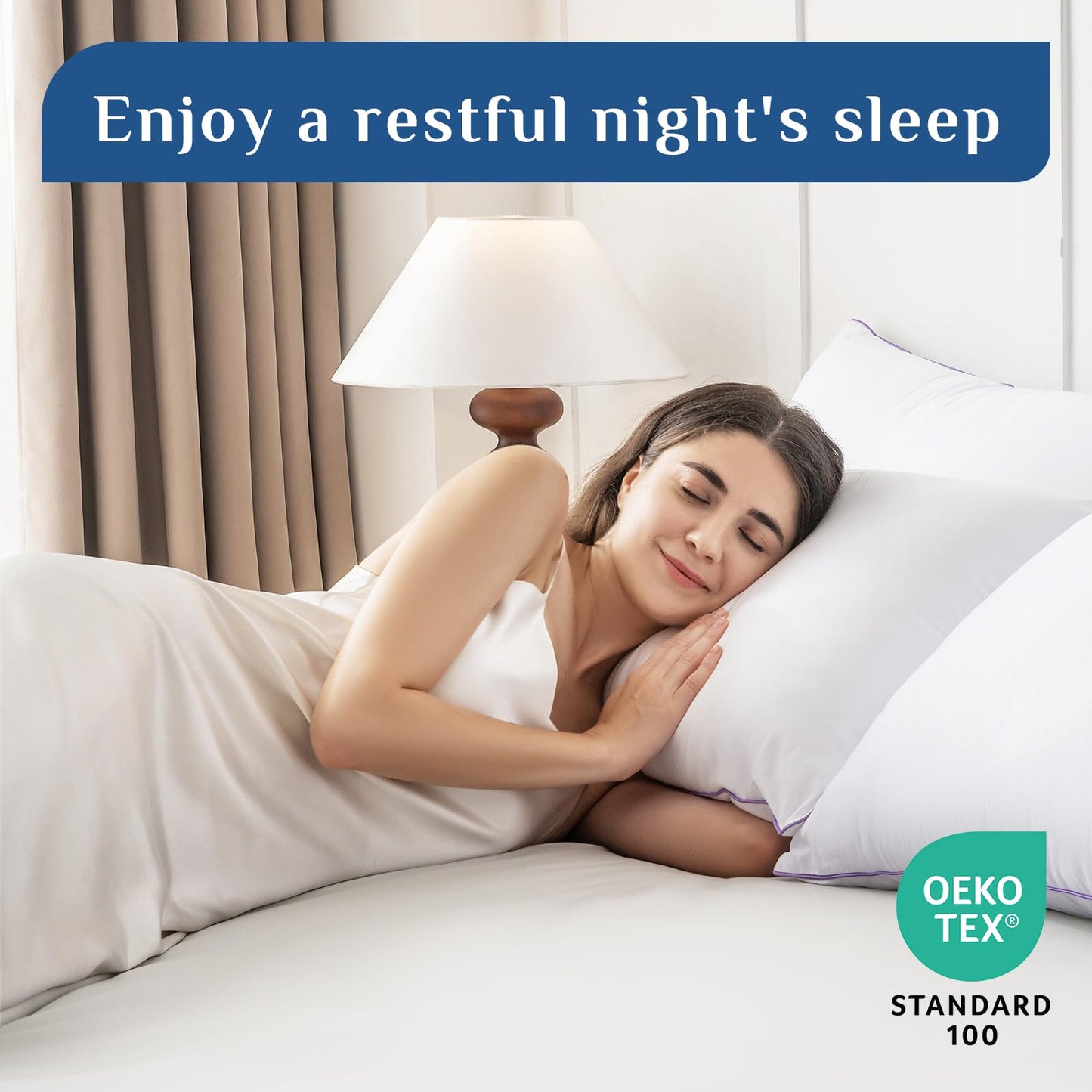 JOLLYVOGUE Pillows Queen Size Set of 2, Medium Supportive Bed Pillows with Super Soft Down Alternative Fill, Luxury Fluffy Hotel Quality for Side, Back, and Stomach Sleepers - Medaid International
