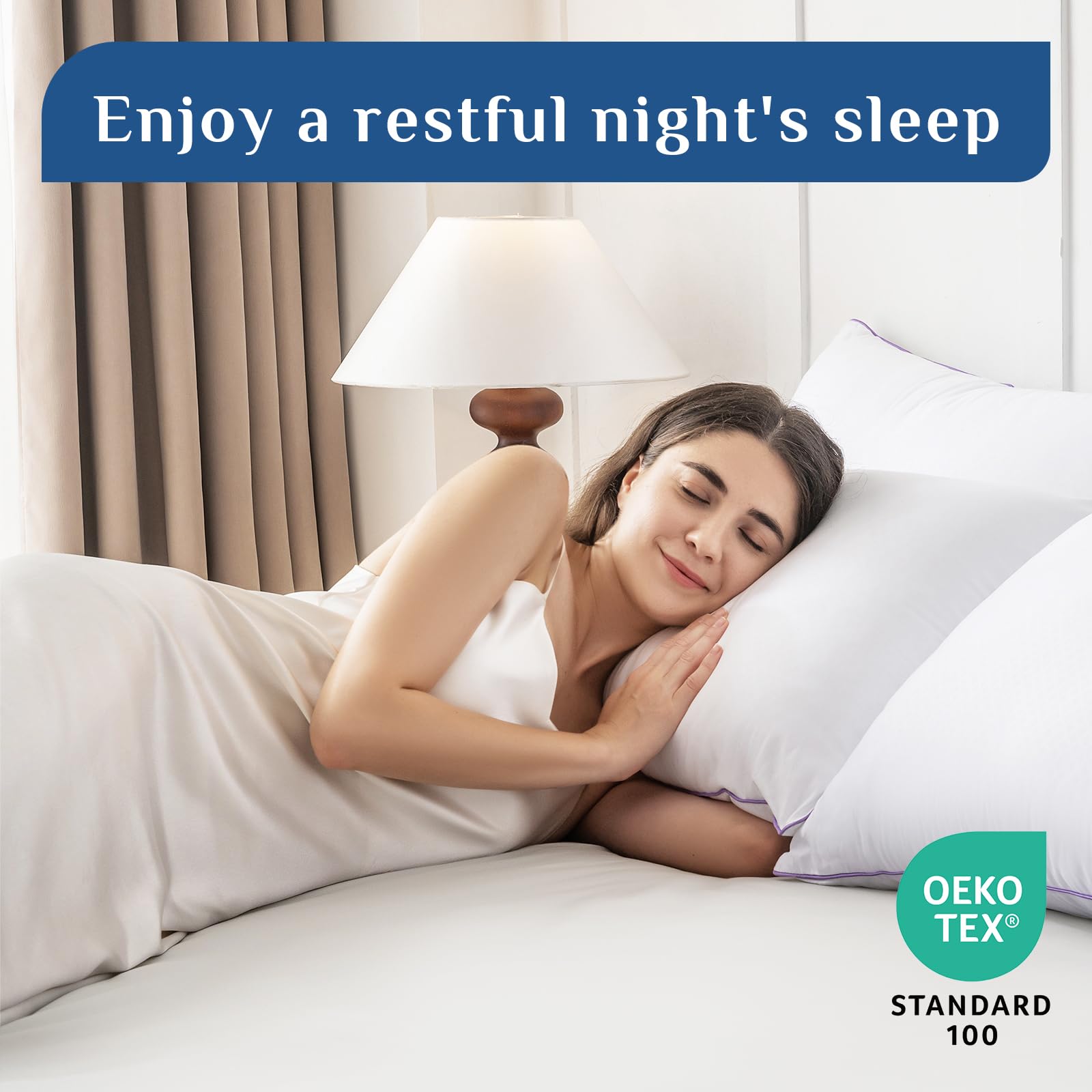 JOLLYVOGUE Pillows Queen Size Set of 2, Medium Supportive Bed Pillows with Super Soft Down Alternative Fill, Luxury Fluffy Hotel Quality for Side, Back, and Stomach Sleepers - Medaid International