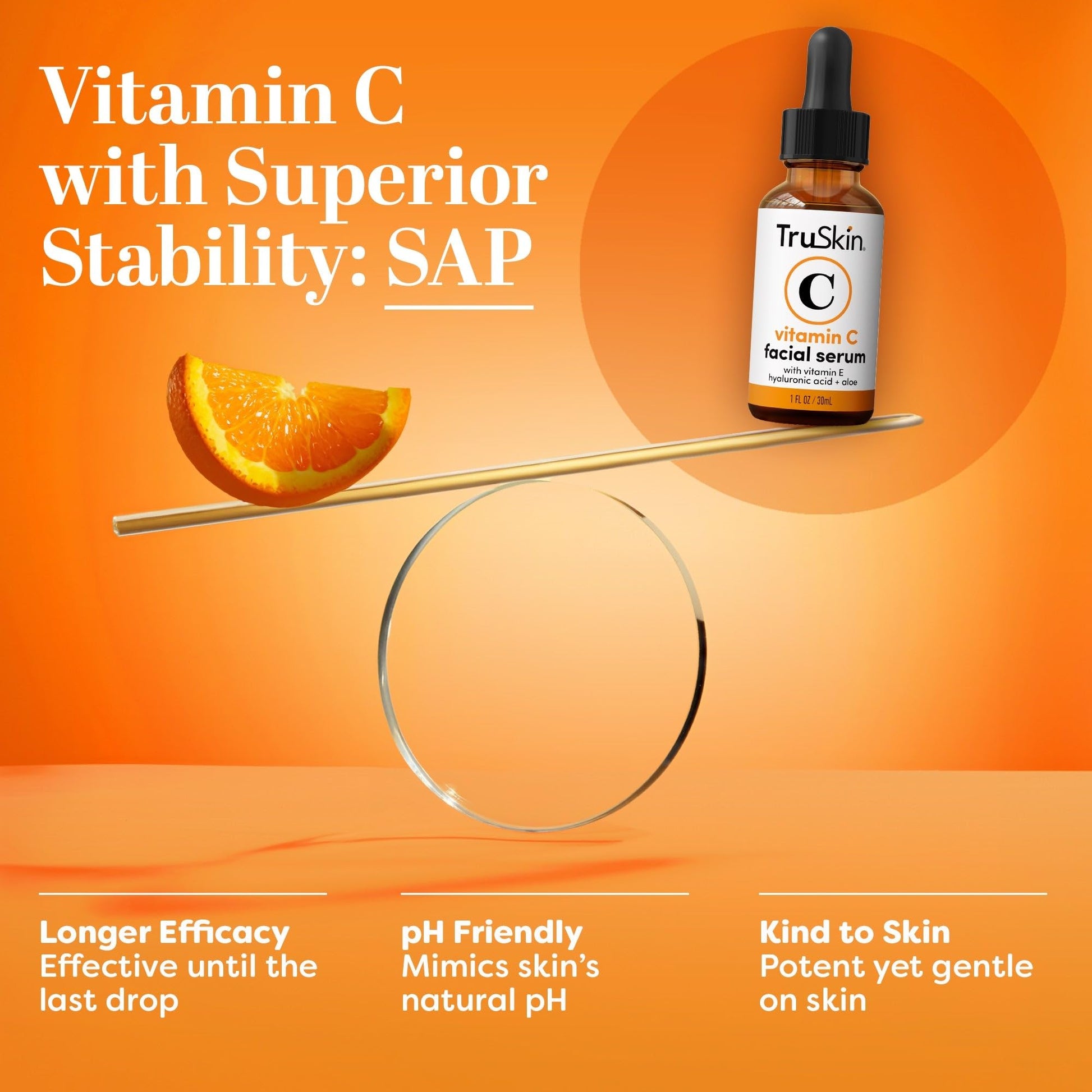 TruSkin Vitamin C Serum For Face – Anti Aging Face Serum with Vitamin C, Hyaluronic Acid, Vitamin E – Brightening Formula – Improve Appearance of Dark Spots, Tone, Fine Lines & Wrinkles, 1 Fl Oz - Medaid International