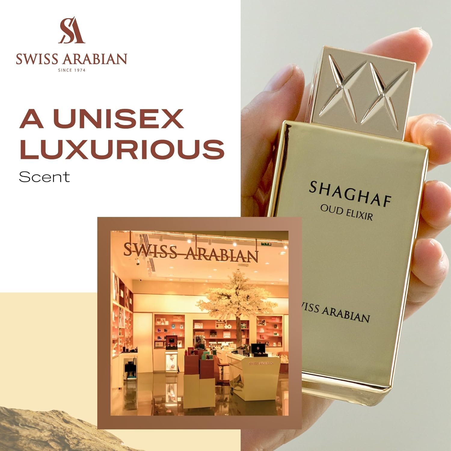 Swiss Arabian Shaghaf Oud Elixir Oud, Gourmand, Amber Fragrance - Notes of Saffron - Perfume for Women and Men - 2.5 oz EDP Spray - Medaid International