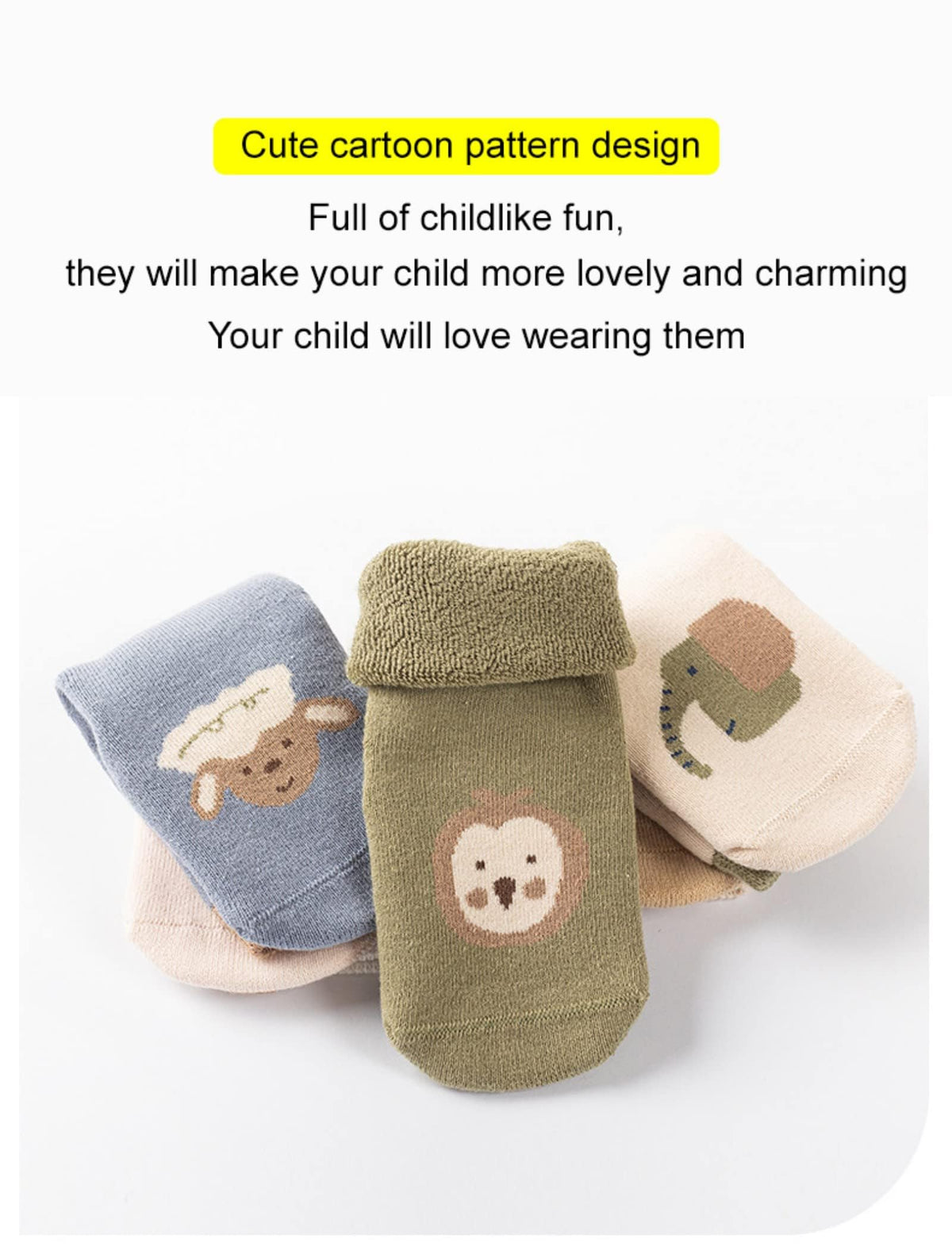 TERRIFI Baby Non-skid Grip Socks Toddler Socks Anti Skid Slipper Crew Socks for Girls Boys Infant Newborn, 6 Pairs, S Size, 0-12 months infant