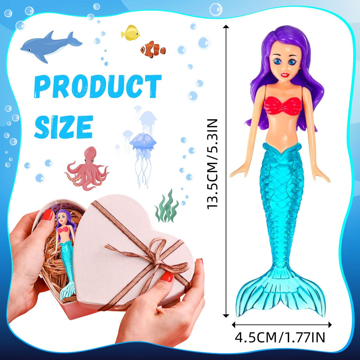 Mermaid Dive Bath Toys 4 Pieces, Colorful Pool & Swimming Toys for Boys, Girls, Teens, Adults, Classic Style Water Play Toys for Bathtub, Beach, and Pool Games