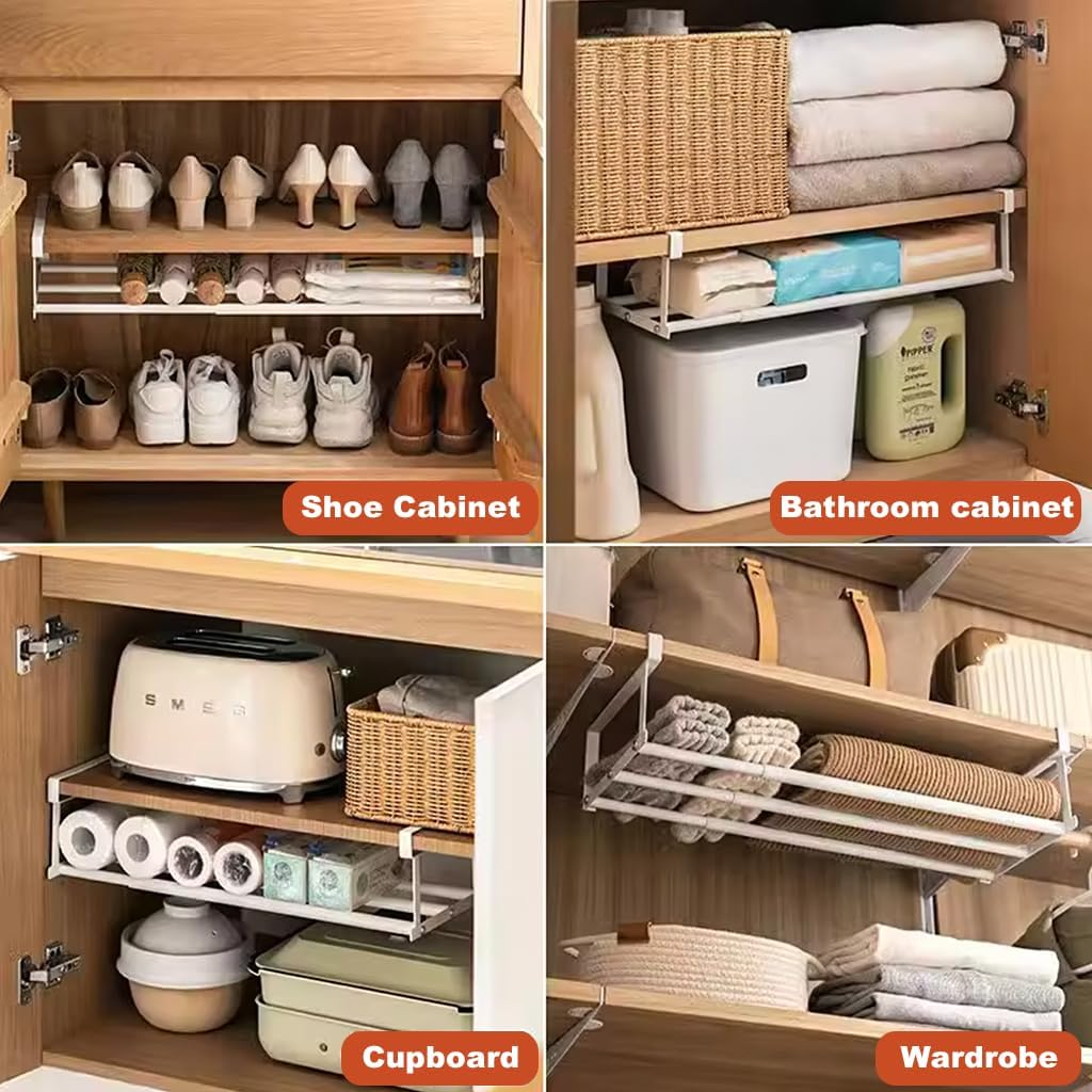 Expandable Shoe Rack Organizer - Adjustable Shoe Rack & Under Cabinet Shelf
