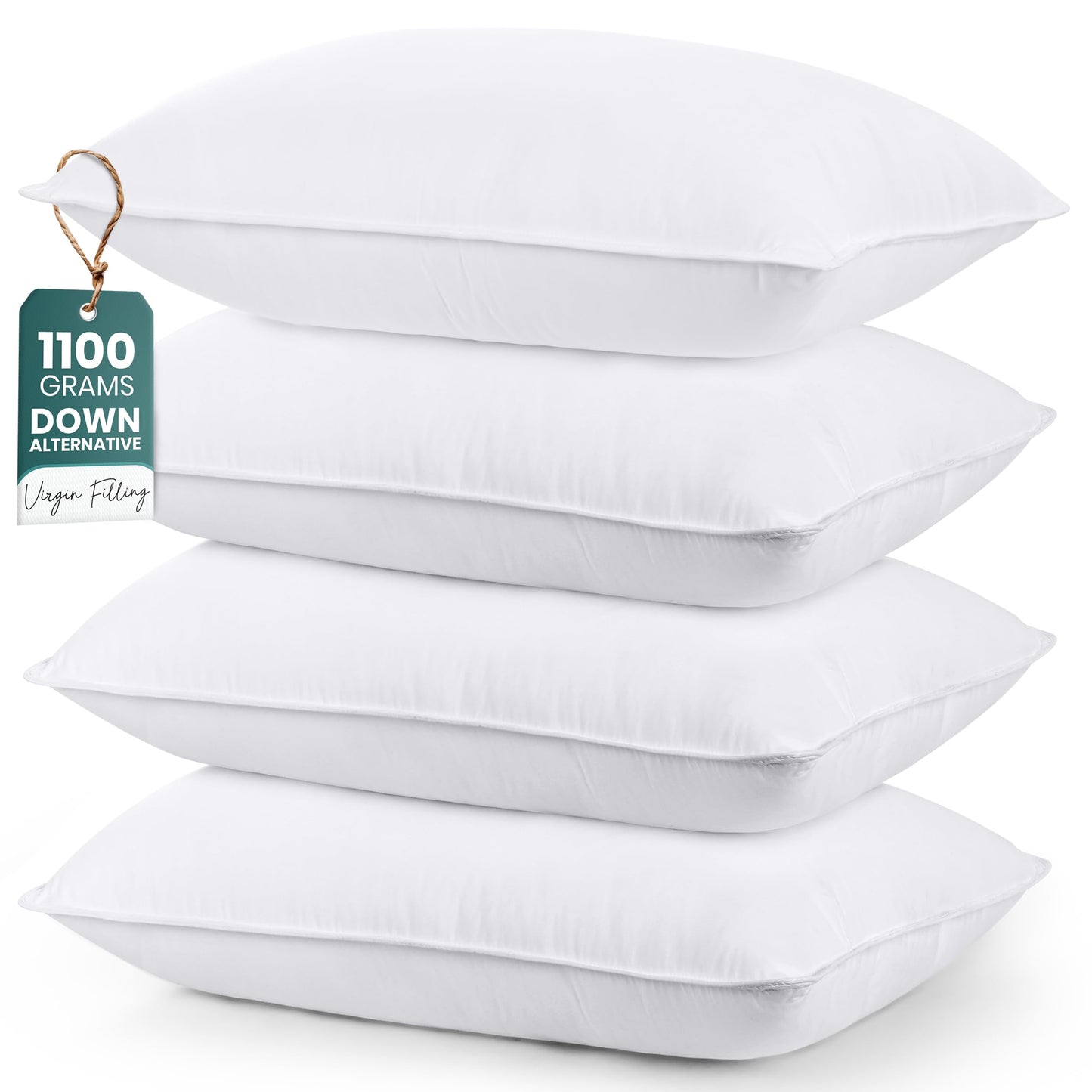 Utopia Bedding Bed Pillows for Sleeping (White), Queen Size Set of 4, Hotel Pillow, Cooling Pillows for Side, Back or Stomach Sleepers - Medaid International
