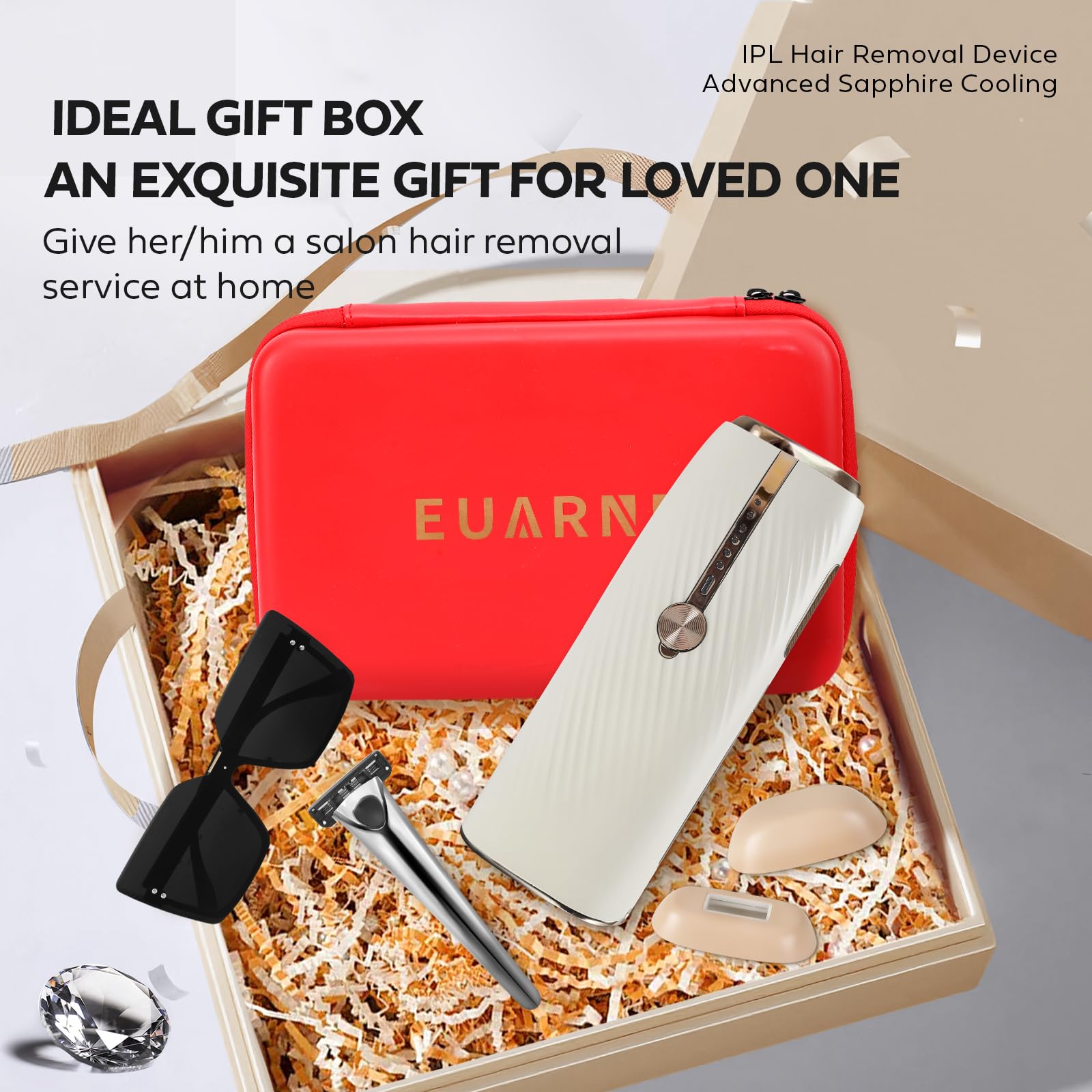 Laser Hair Removal with Ice Cooling, IPL Hair Removal Device Painless, EUARNE Home Use Facial Hair Removal for Women, Dual Lights, Effective in 2 Weeks, Body & Face Epilator, Storage Bag for Travel. - Medaid International