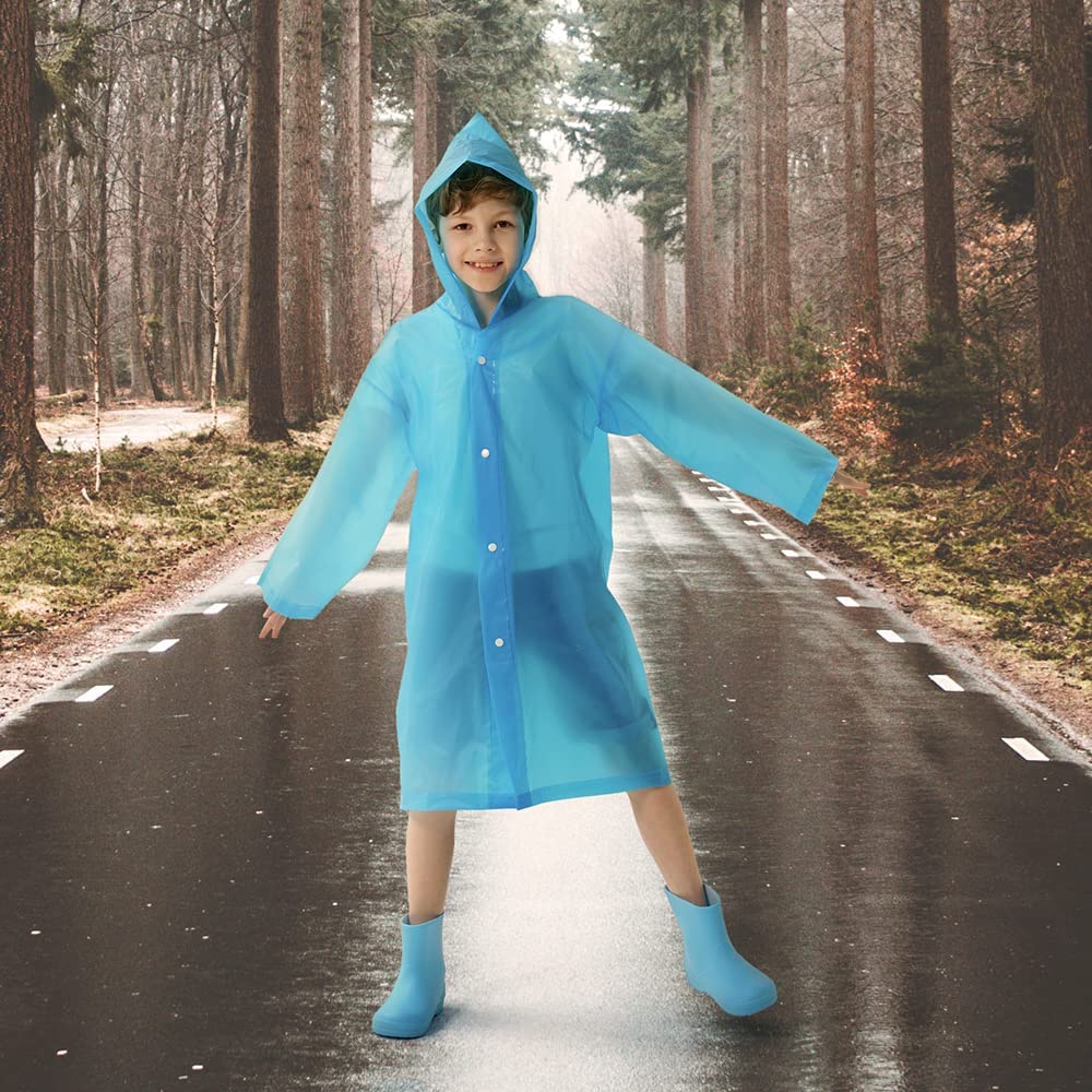 Kids Waterproof Raincoat, EVA Portable Rain Poncho, for Girls Boys Toddler Rainwear Rain Jacket Cape, Reusable Children Raincoat for Outdoor Climbing Cycling Hiking Camping