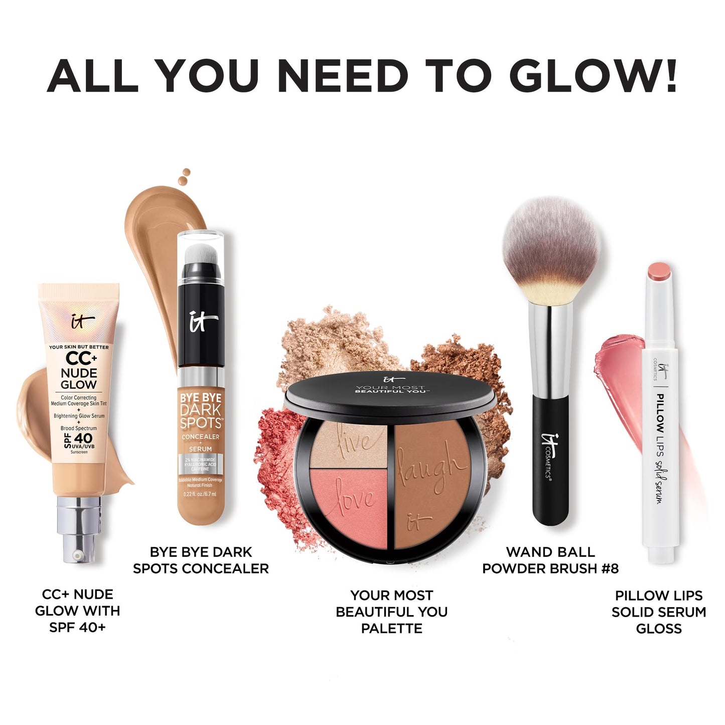 IT Cosmetics Your Most Beautiful You 3-in-1 Makeup Palette - Matte Bronzer - Radiance Luminizer -Brightening Powder Blush - With Peptides & Drops of Light Technology - Medaid International