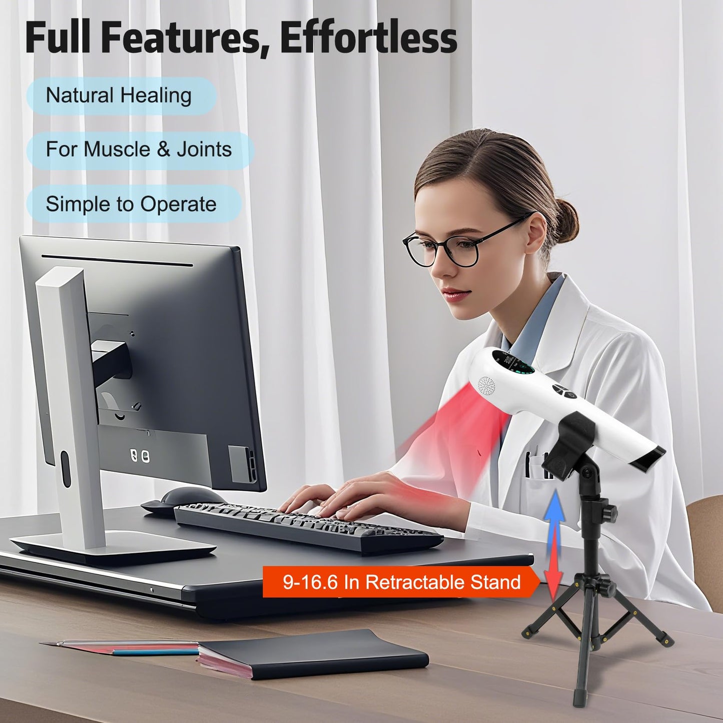 Upgrade Handheld Red Light Therapy Devices with Stand - 4*808nm & 14*650nm Dual Wavelength, Cold Laser Therapy Device for Muscle & Joint Pain Relief, Portable Cold Light Laser Therapy for Human & Pets - Medaid International