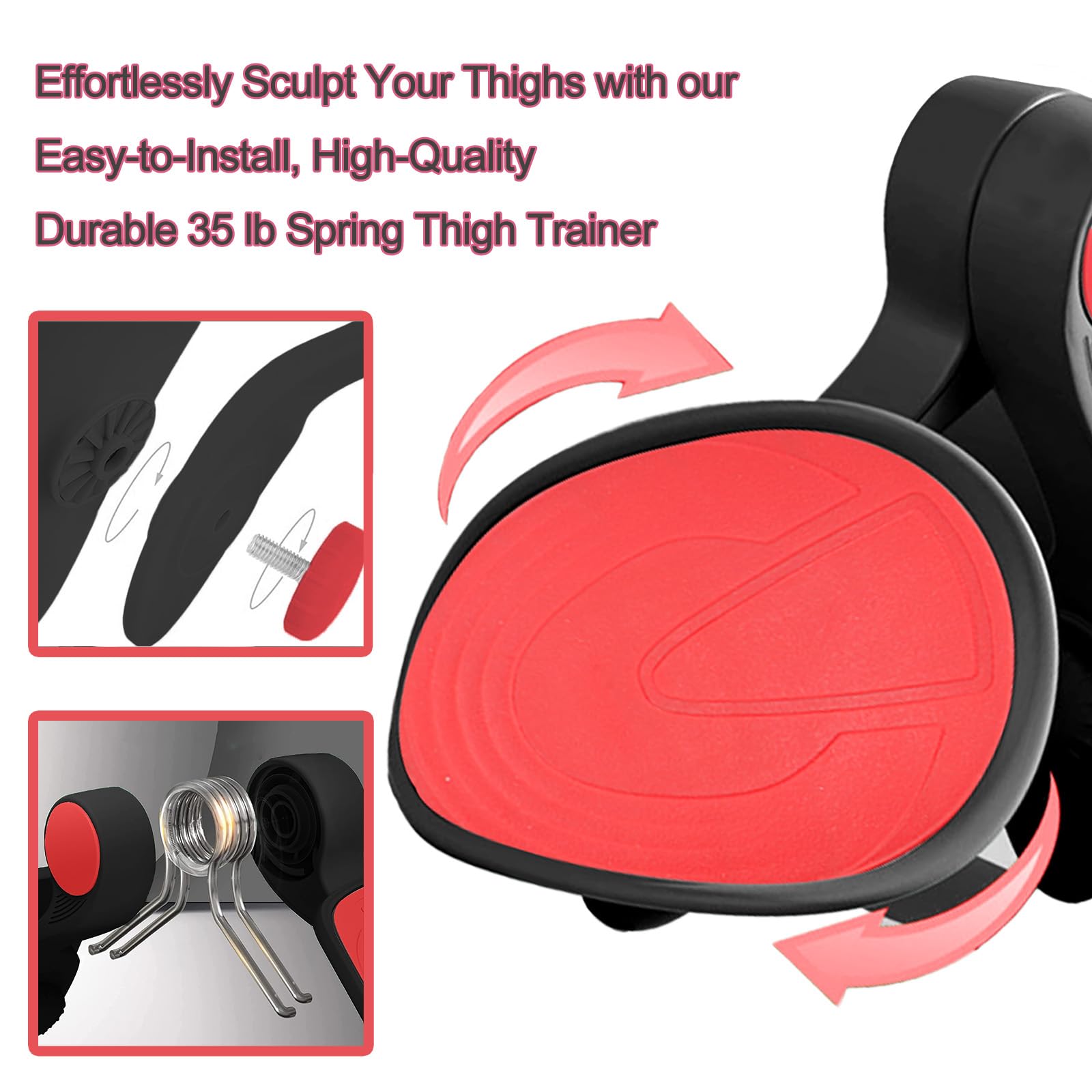 35lb Kegel Exerciser Pelvic Floor Muscle Exercise Devices Inner Thigh Trainer Workout Equipment Train for Home Hip Under Desk Exercise Men Women Black with Band - Medaid International