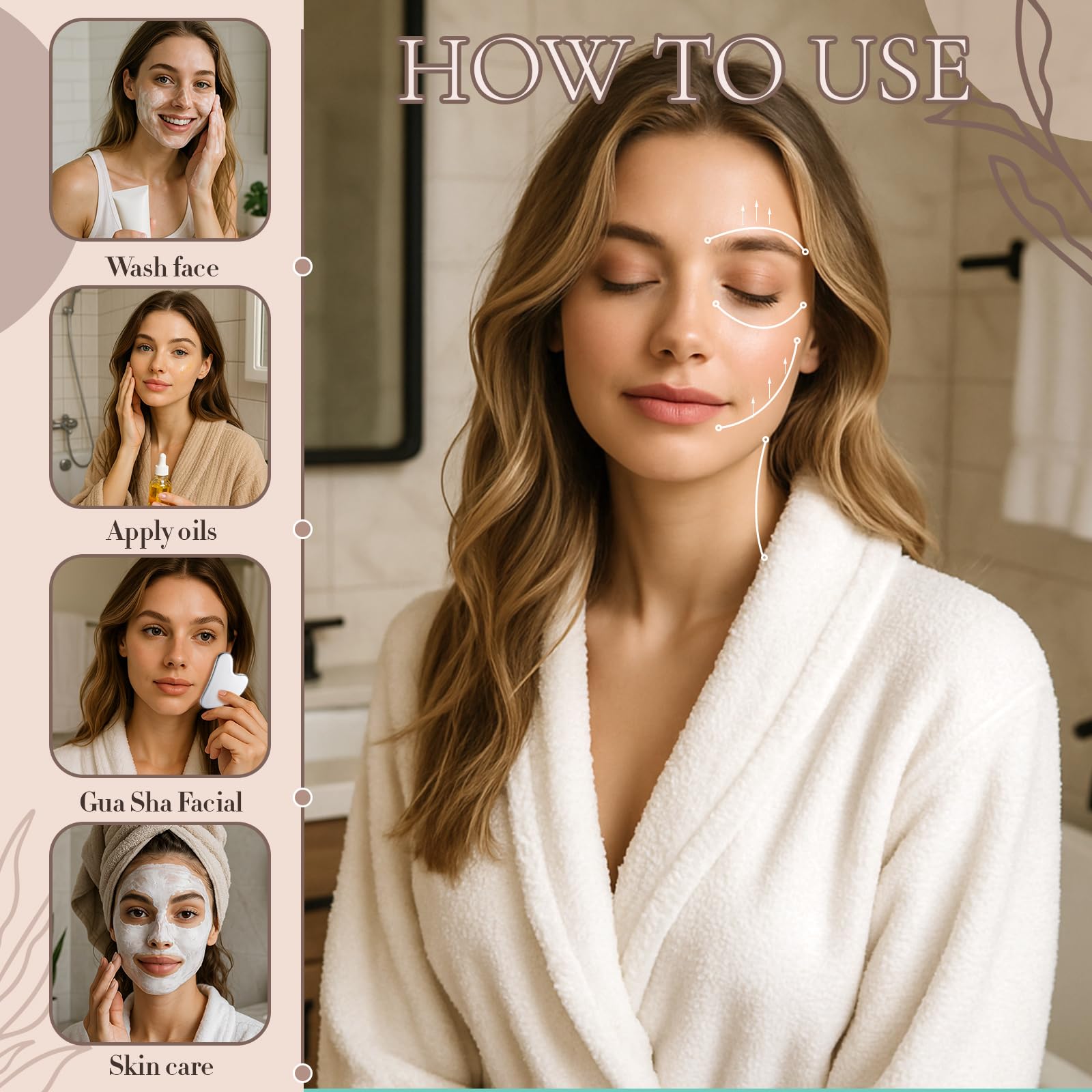 Nuanchu Stainless Steel Gua Sha Facial Tools Metal Guasha Tool for Face Body Jawline Shaper, Double Chin Reducer, Puffiness Reducing, Lymphatic Drainage Massager Skin Care Gift with Pouch(Silver) - Medaid International