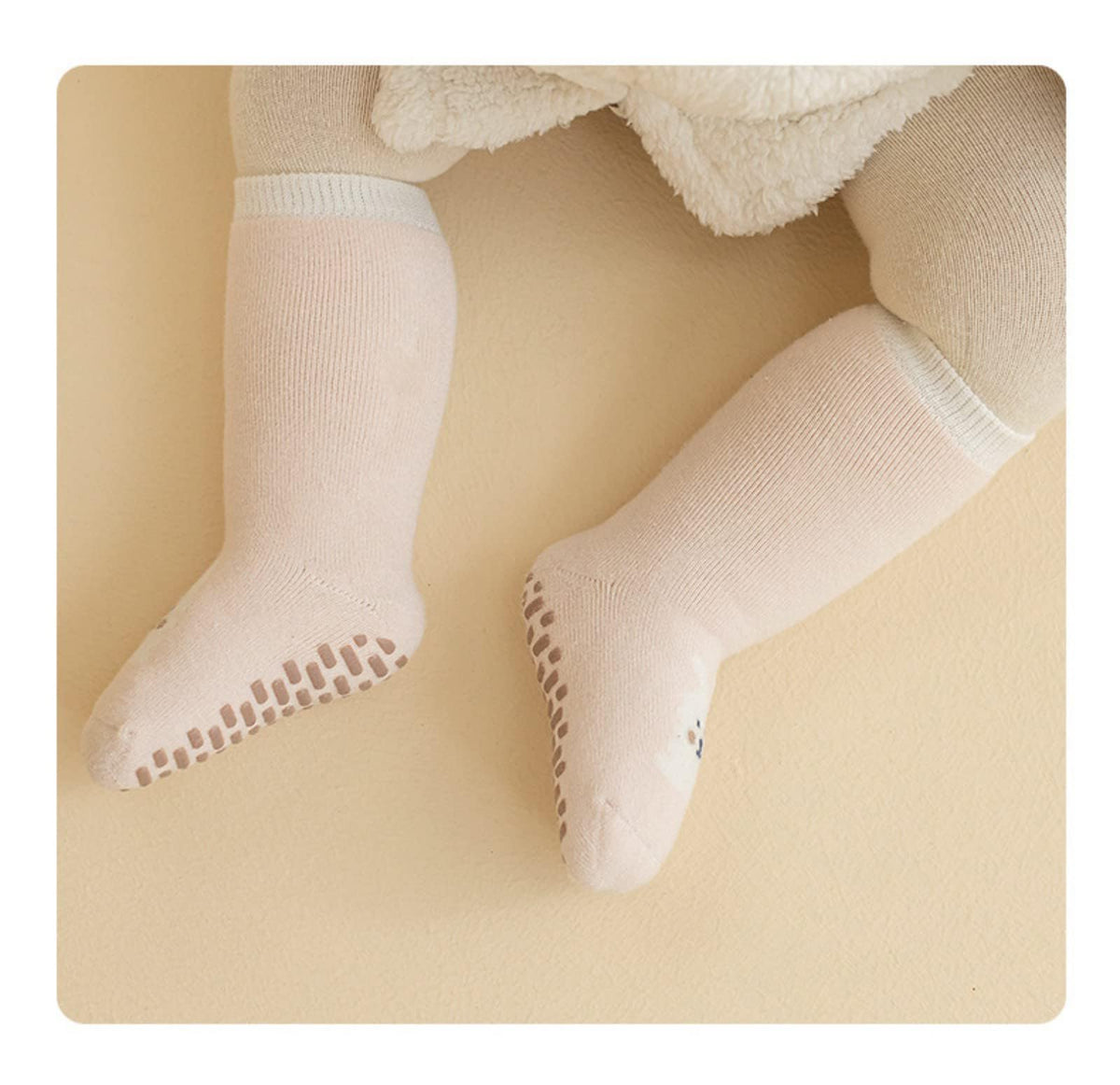 TERRIFI Baby Non-skid Grip Socks Toddler Socks Anti Skid Slipper Crew Socks for Girls Boys Infant Newborn, 6 Pairs, S Size, 0-12 months infant