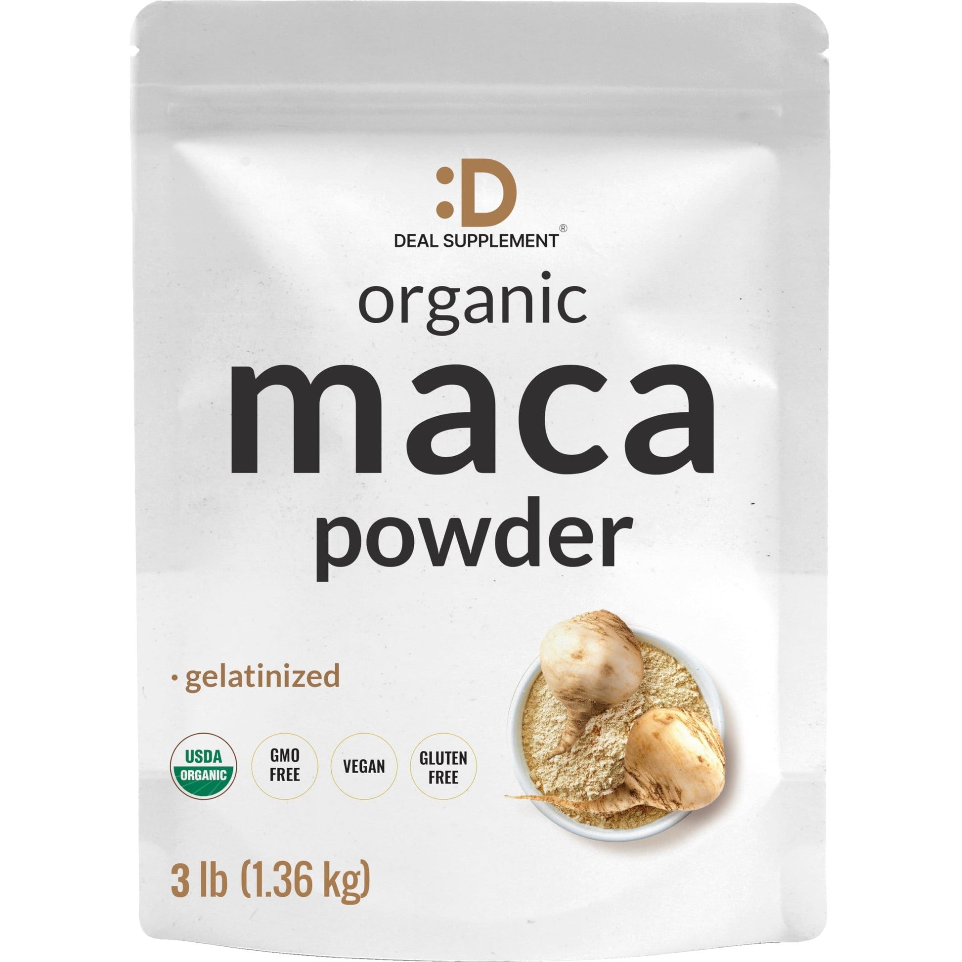 Organic Peruvian Maca Root Powder, 3lbs – Easily Digested Gelatinized Form – Herbal Superfoods Supplement for Men & Women – Supports Immune & Energy Health – Non-GMO - Medaid International