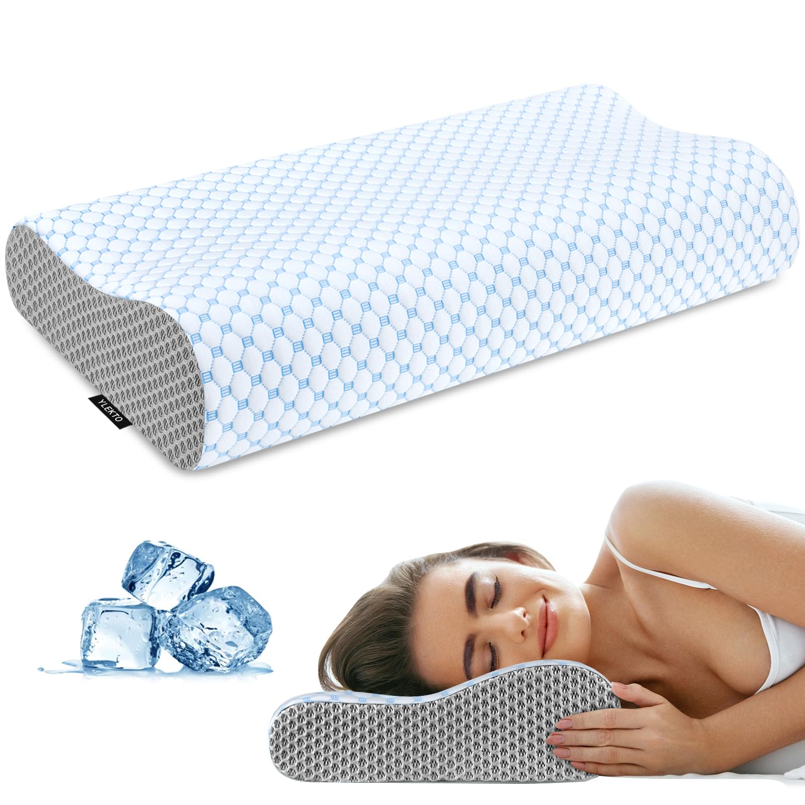 Cervical Neck Pillow for Pain Relief, Contour Memory Foam Pillows for Sleeping, Odorless Ergonomic Pillow Adjustable Orthopedic Cooling Pillow Bed Pillow Neck Support for Side Back Stomach Sleepers - Medaid International