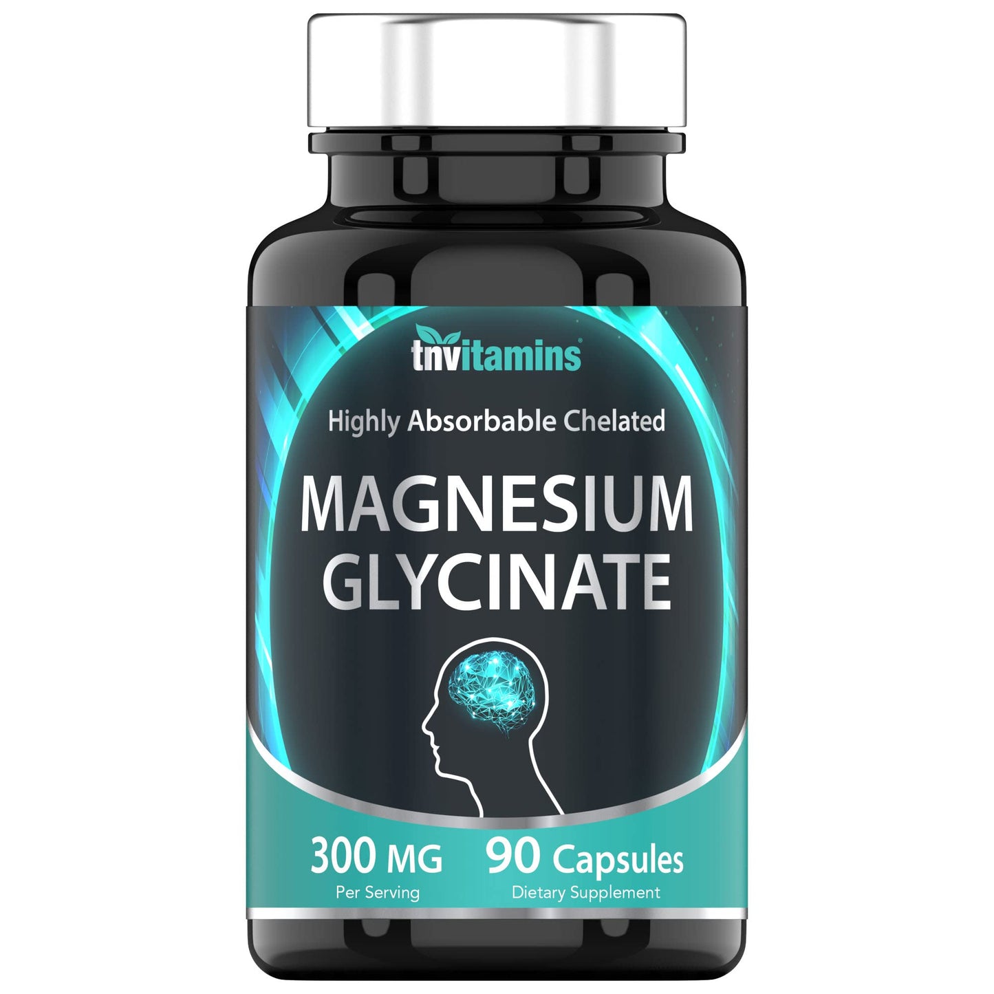 tnvitamins Magnesium Glycinate Capsules (300 MG Per Serving - 90 Count) | Pure Chelated Magnesium Bisglycinate Powder Supplement | Glicinato de Magnesio | for Sleep, Calm, Nerve, & Stress Support* - Medaid International