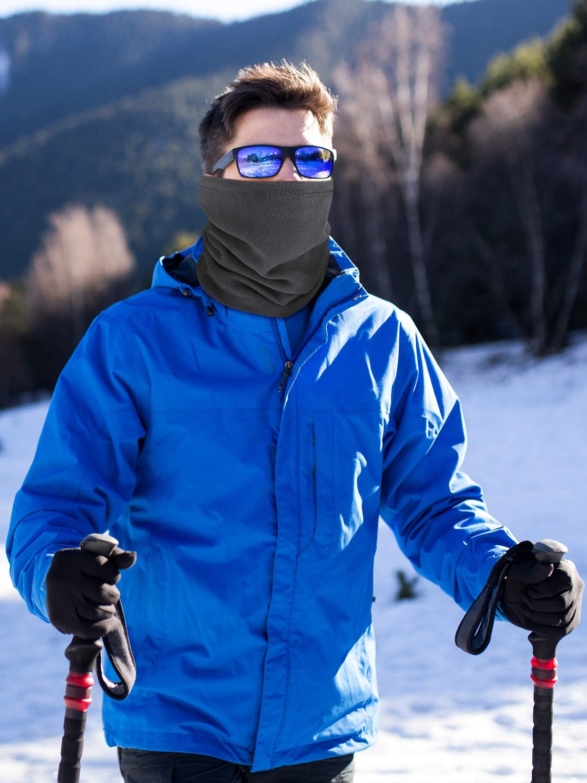 KASTWAVE 4 Pieces Winter Neck Warmers Fleece Gaiter Windproof Face Covering