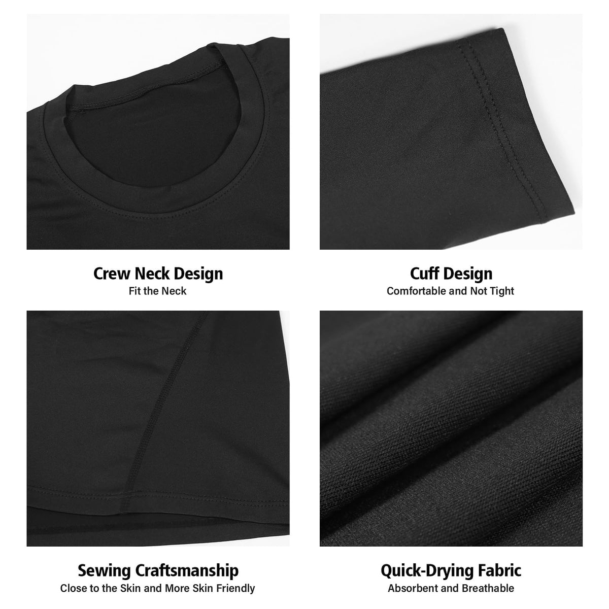 KASTWAVE Compression Shirts for Men Long Sleeve Quick Dry Mens Single Sleeve Compression Shirts 1/2 Single Arm Athletic Base Layer Undershirt Gear T Shirt Single Sleeve Compression Shirt, 2 Pcs * L