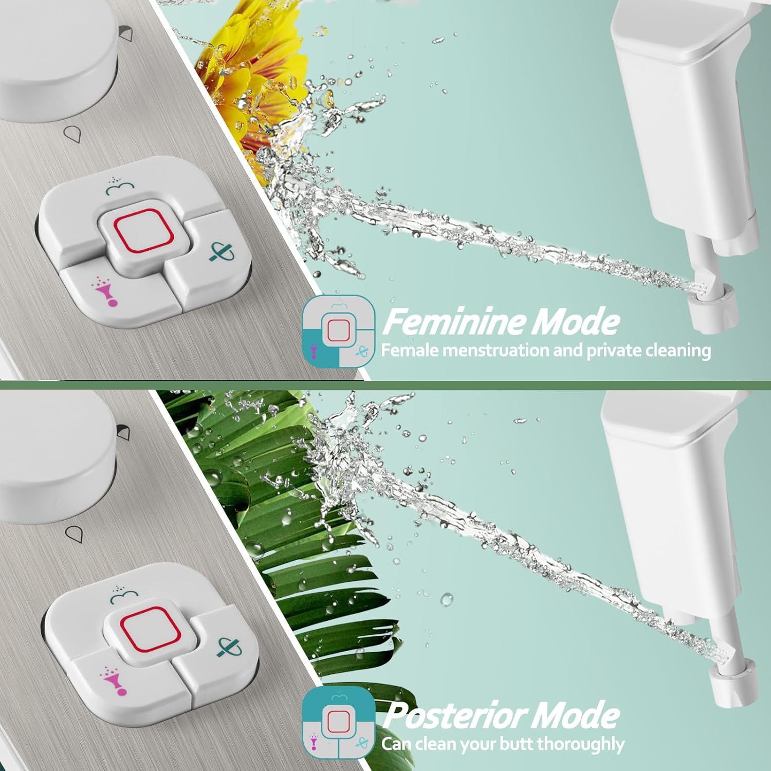 SAMODRA Bidet Attachment - Non-Electric Cold Water Bidet Toilet Seat Attachment with Pressure Controls,Retractable Self-Cleaning Dual Nozzles for Frontal & Rear Wash - Brushed Nickel - Medaid International