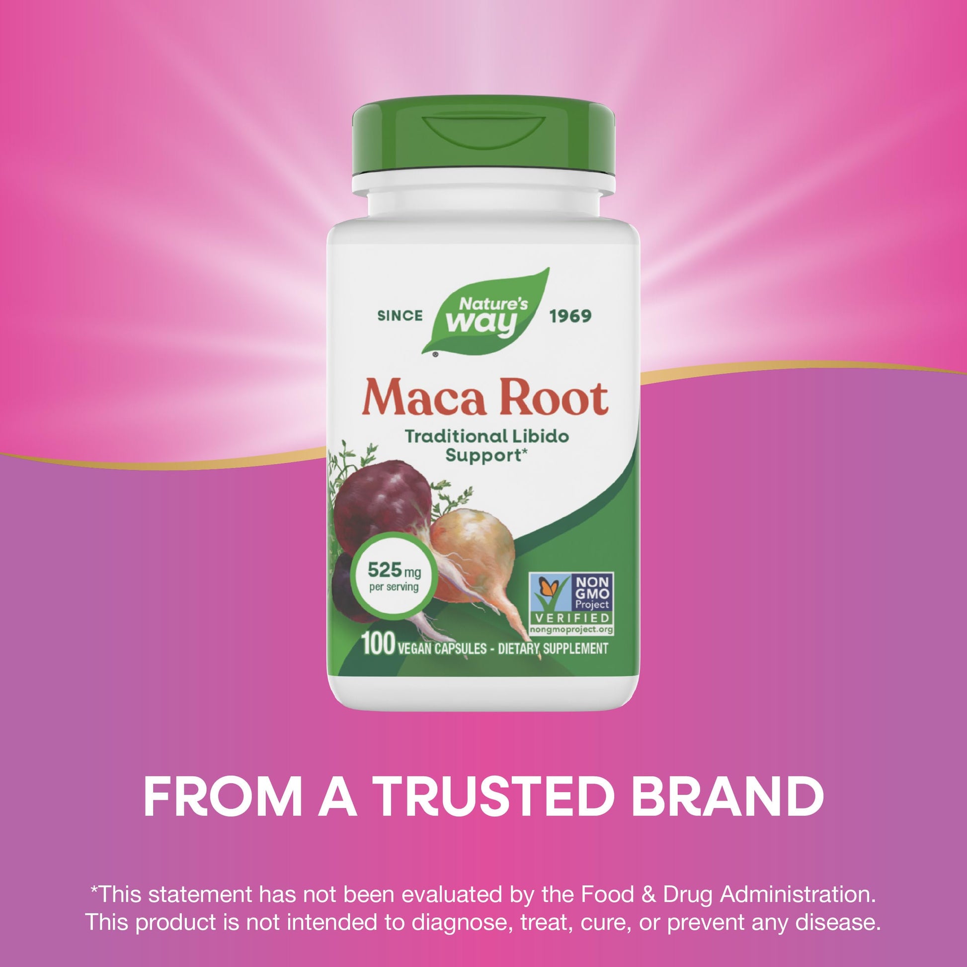 Nature's Way Maca Root, Traditional Libido Support*, 525 mg per Serving, Non-GMO Project Verified, 100 Vegan Capsules (Packaging May Vary) - Medaid International