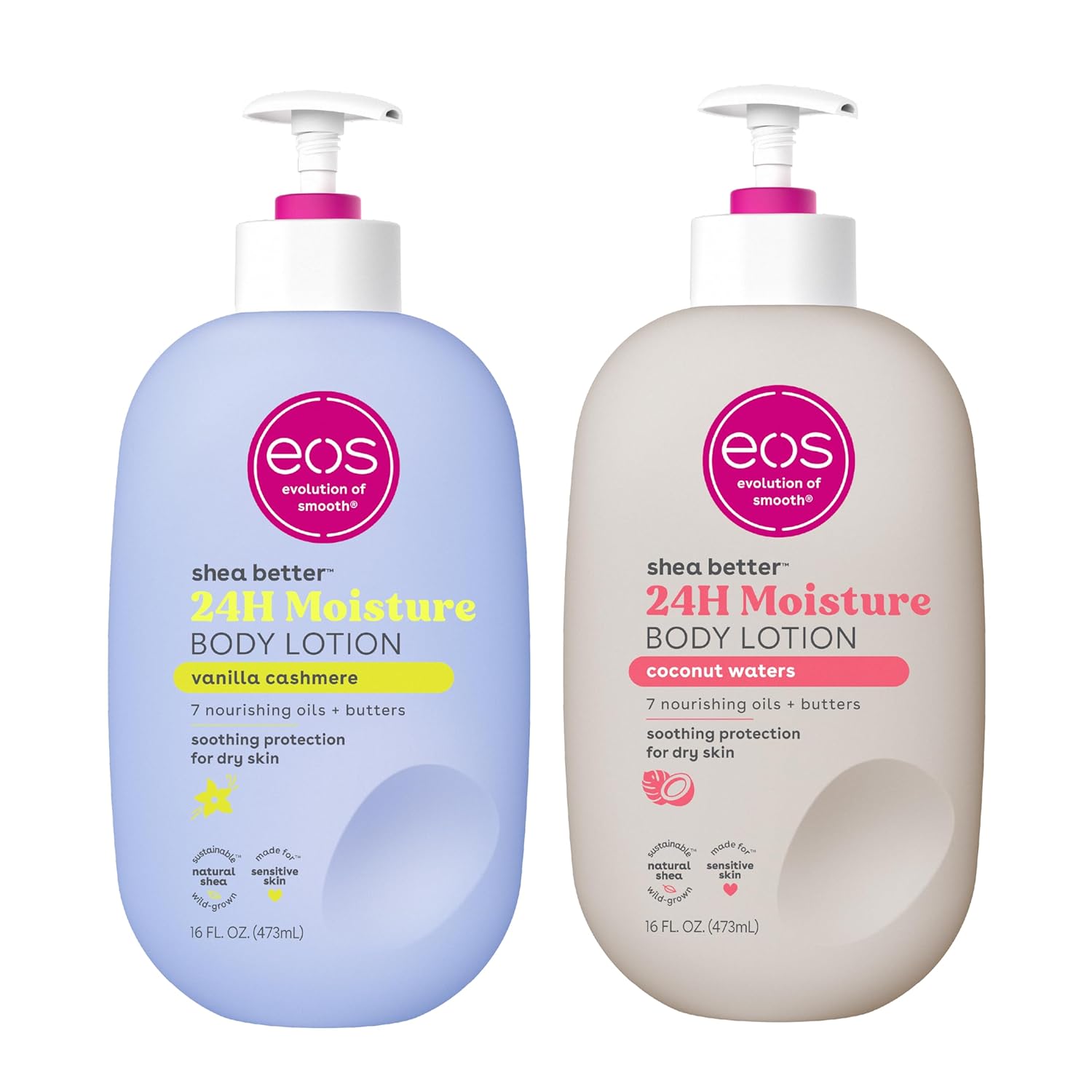 eos Shea Better Body Lotion- Vanilla Cashmere, 24-Hour Moisture Skin Care, Lightweight & Non-Greasy, Made with Natural Shea, Vegan, 16 fl oz - Medaid International