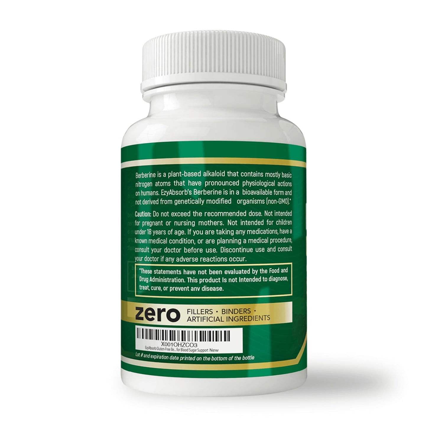EzyAbsorb Gluten-Free Berberine 500mg, 60 Veggie Capsule w/LA-3 AMPK Metabolic Activator - Medaid International