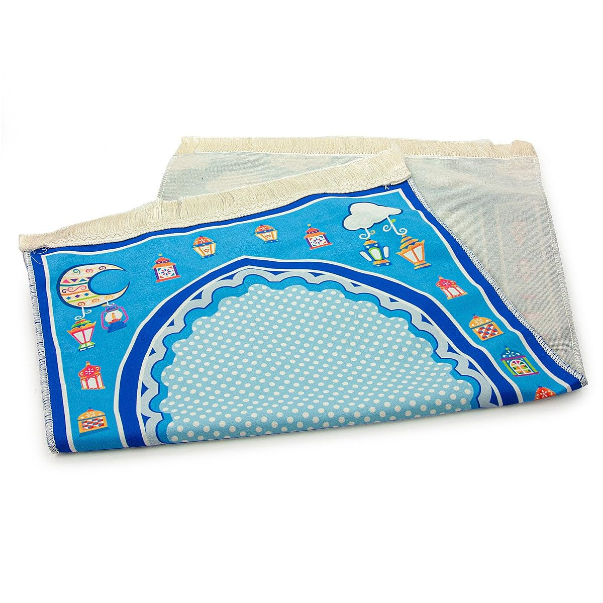 ihvan online, Muslim Prayer Rug for Kid, Islamic Gifts Praying Mat for Kids, Kids Prayer Mat, Design Janamaz Sajadah, Soft Salah Mats Carpet for Kid, Travel Praying Rug, Patterned Blue-2 - Medaid International
