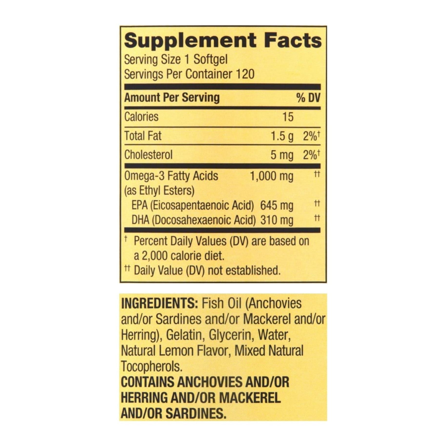 Spring Valley Omega-3 from Fish Oil, 1000 mg, 120 Count + STS Sticker. - Medaid International