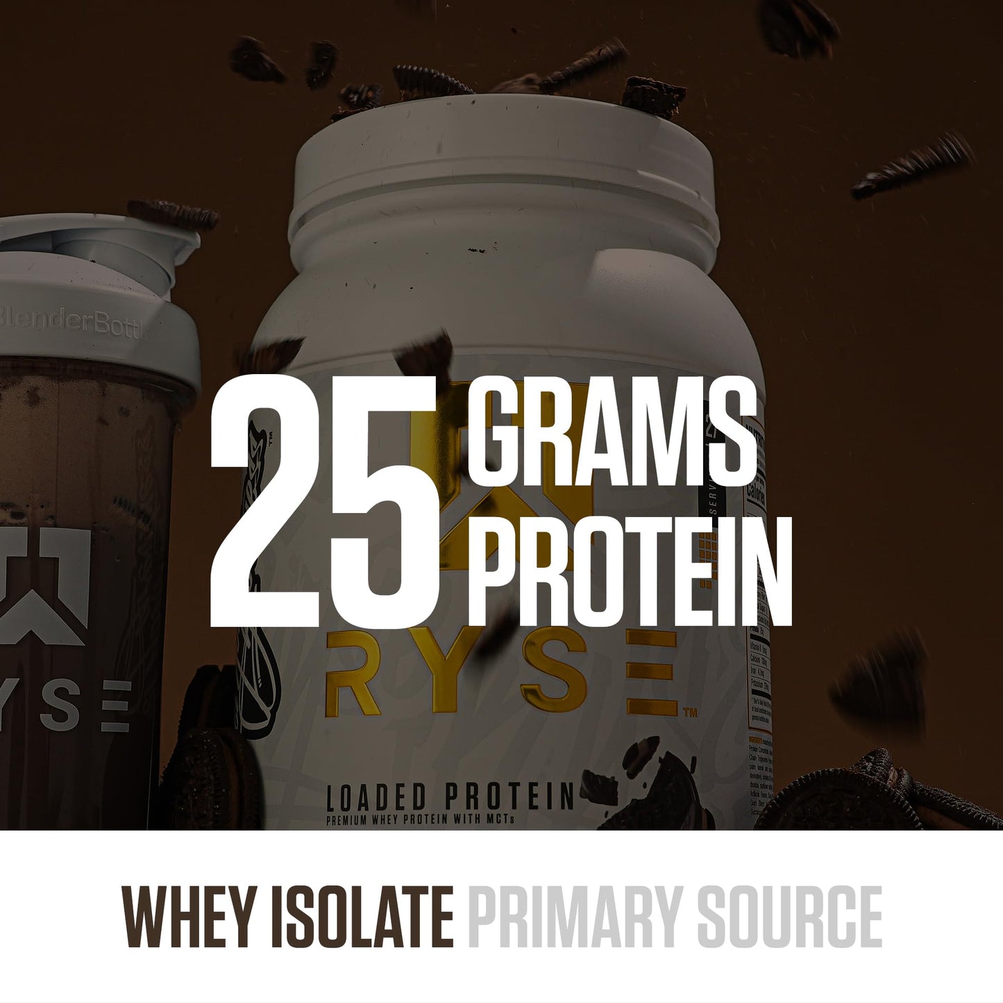 RYSE Loaded Protein Powder - Chocolate Cookie Blast - 25g Whey Protein Isolate & Concentrate with Prebiotic Fiber & MCTs - Low Carb, Low Sugar, Digestive-Friendly - 27 Servings / 2 lb Tub - Medaid International