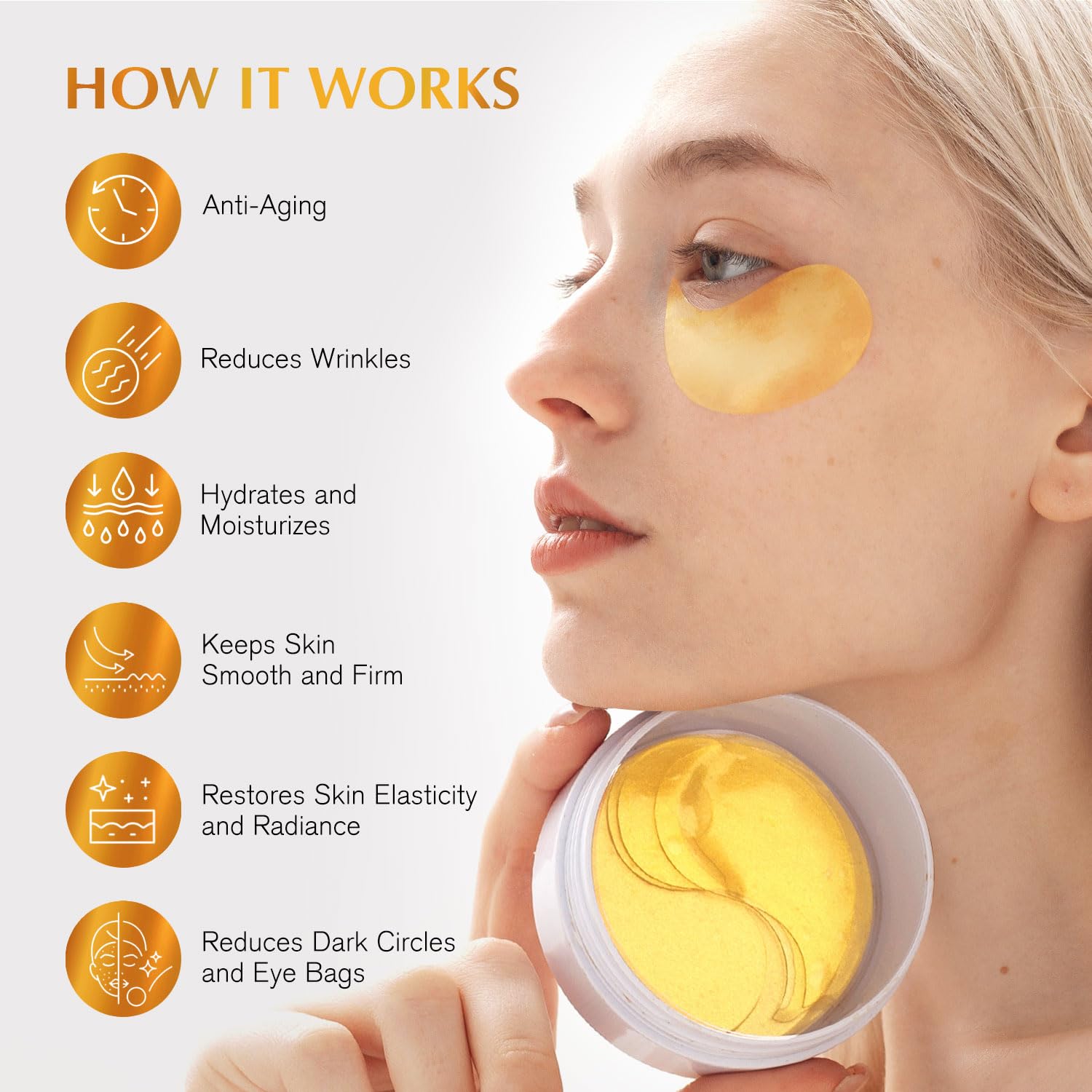 Enaskin Naturals Under Eye Patches Dark Circles Under Eye Masks for Puffiness - 24K Gold Eye Gel Pads Retinol Collagen Hyaluronic Acid Moisturizing & Reducing Wrinkles (24K Gold) - Medaid International