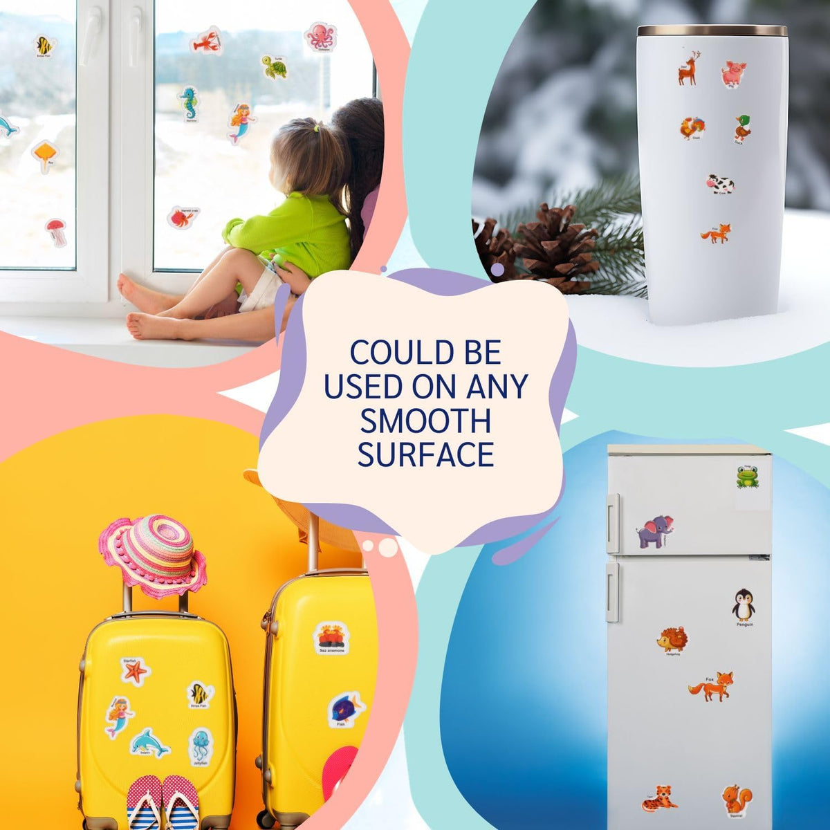 KASTWAVE Reusable Sticker Book for Kids, Animal & Ocean Animal Waterproof Stickers, Preschool Learning Activities Busy Book Gift Toddler Travel Toys for Girls Boys Babies Ages 3+