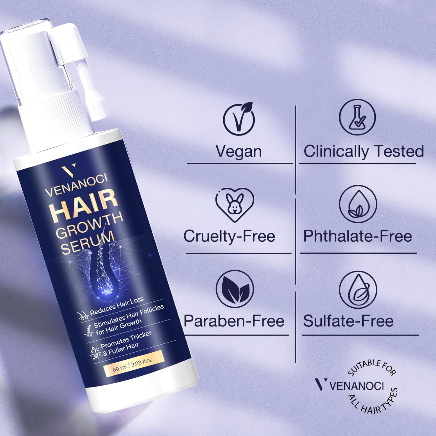 VENANOCI Hair Growth Serum Spray: with Rosemary, Biotin, Batana Oil & Rice Water – Natural Anti-Hair Loss Treatment for Thinning Hair – Promotes Thicker, Fuller Hair for Women & Men – All Hair Types - Medaid International
